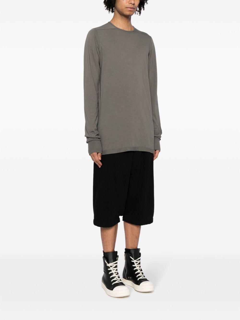 long-sleeve drawstring cotton T-shirt - 3