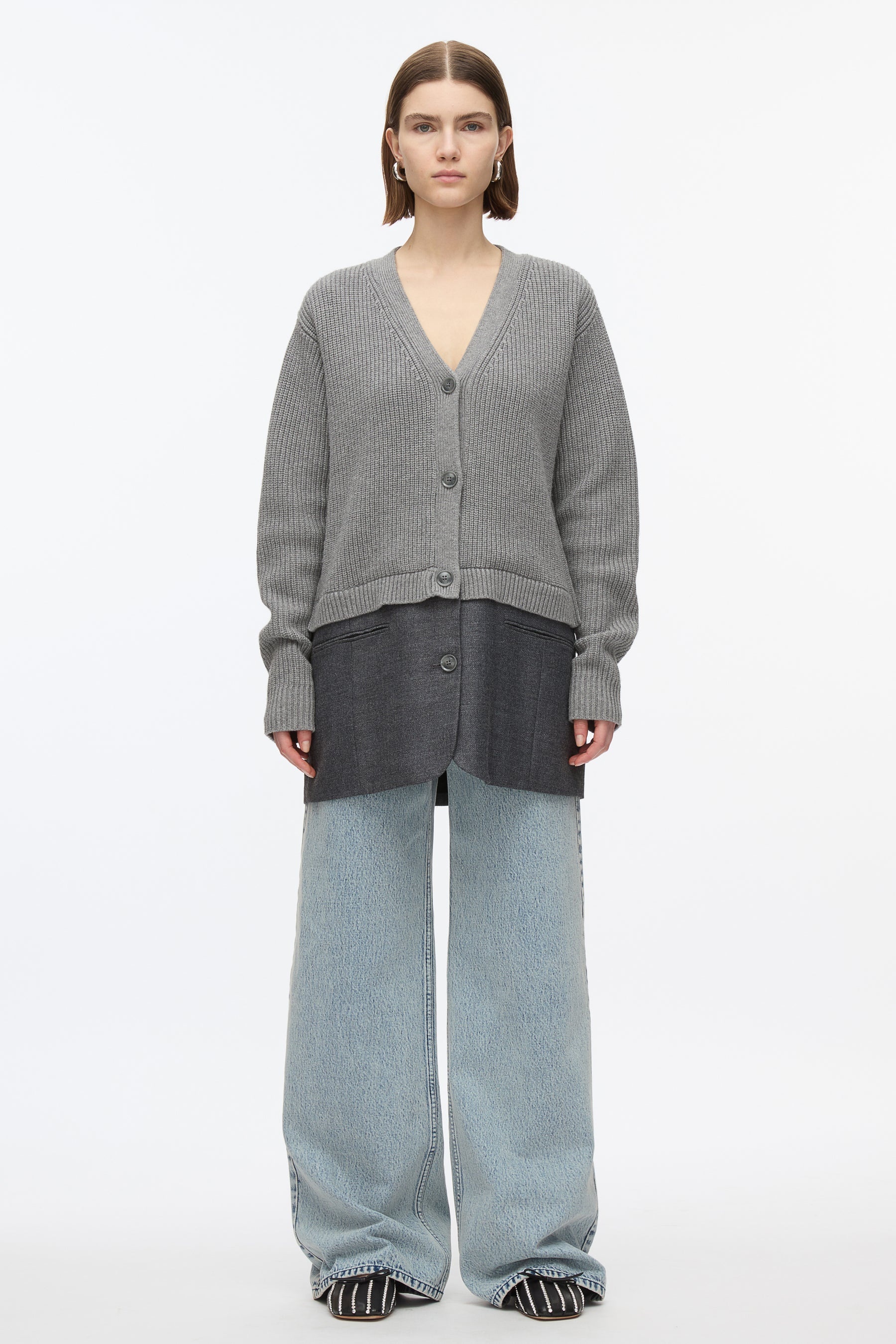Hybrid Cardigan with Blazer Hem - 2