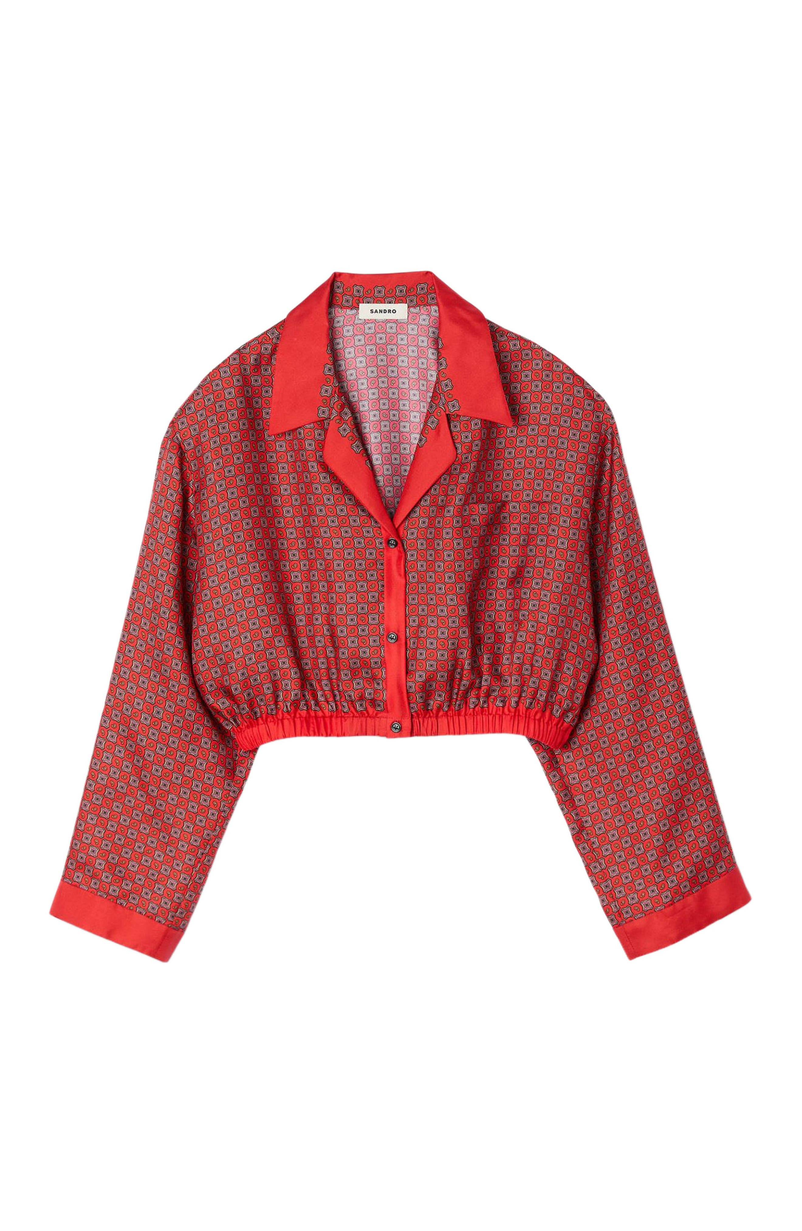 SANDRO Scarf print shirt in Red /Pink at Nordstrom - 5