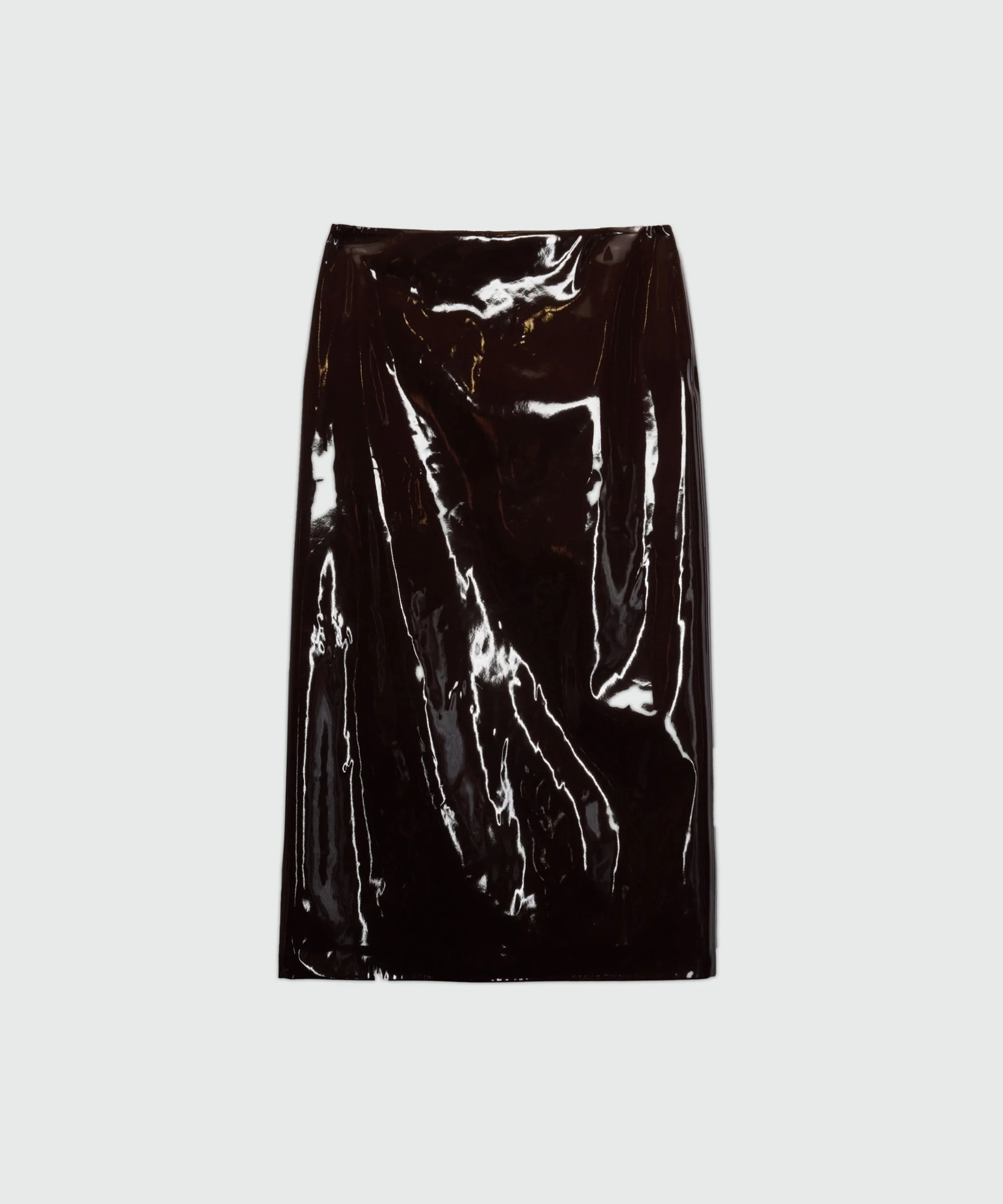 Brown vinyl midi skirt - 1