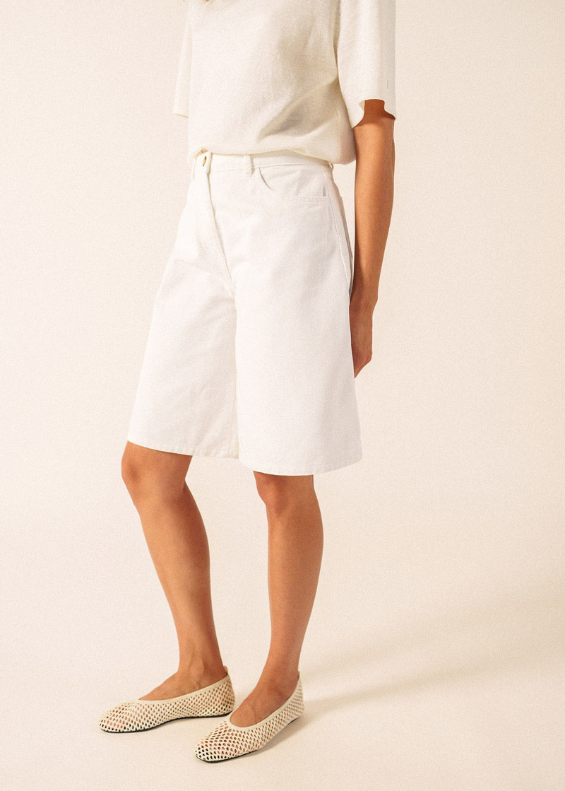 MANON Denim Wide-Leg Bermuda Shorts 1