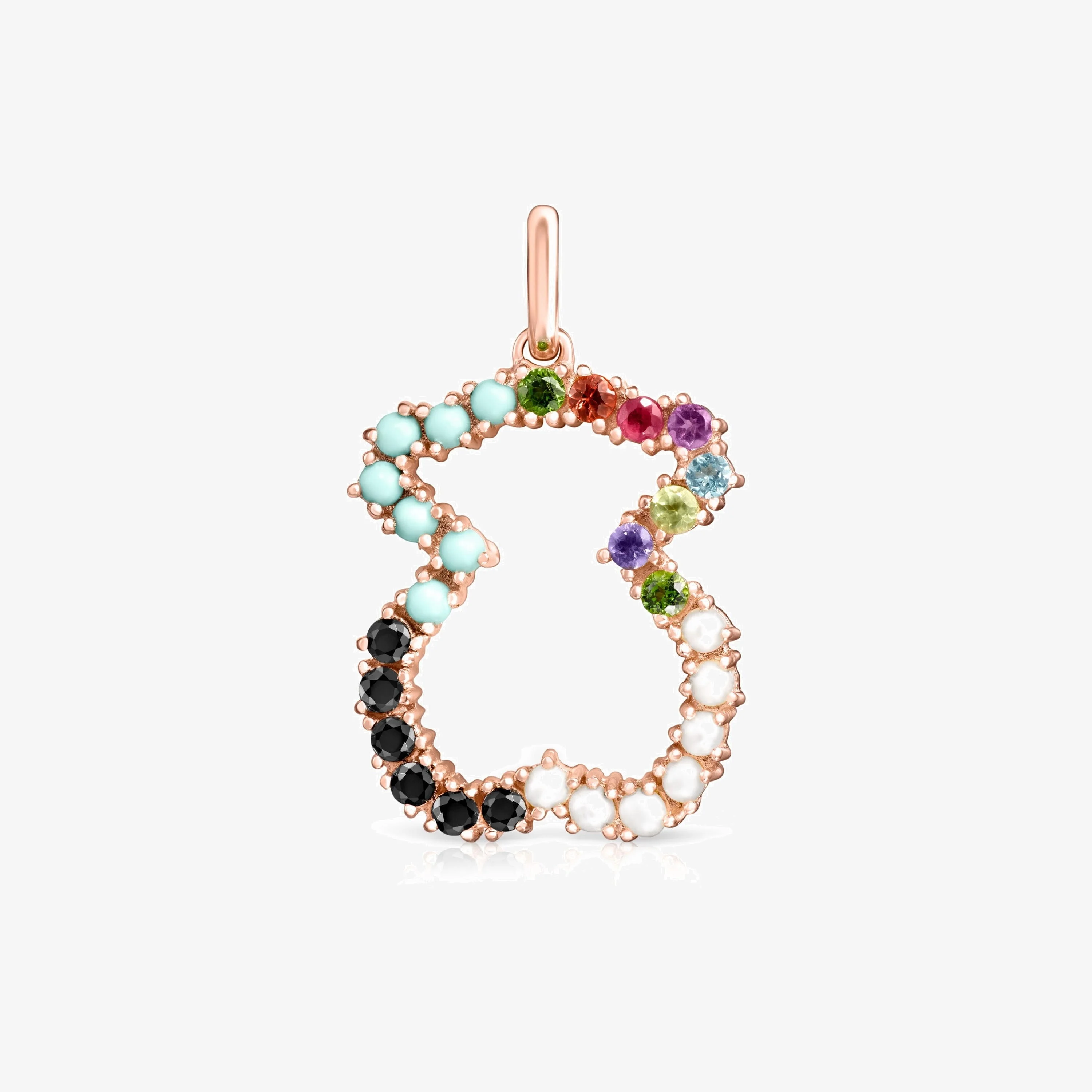 Straight bear Pendant in Rose 18K gold vermeil with Gemstones - 1