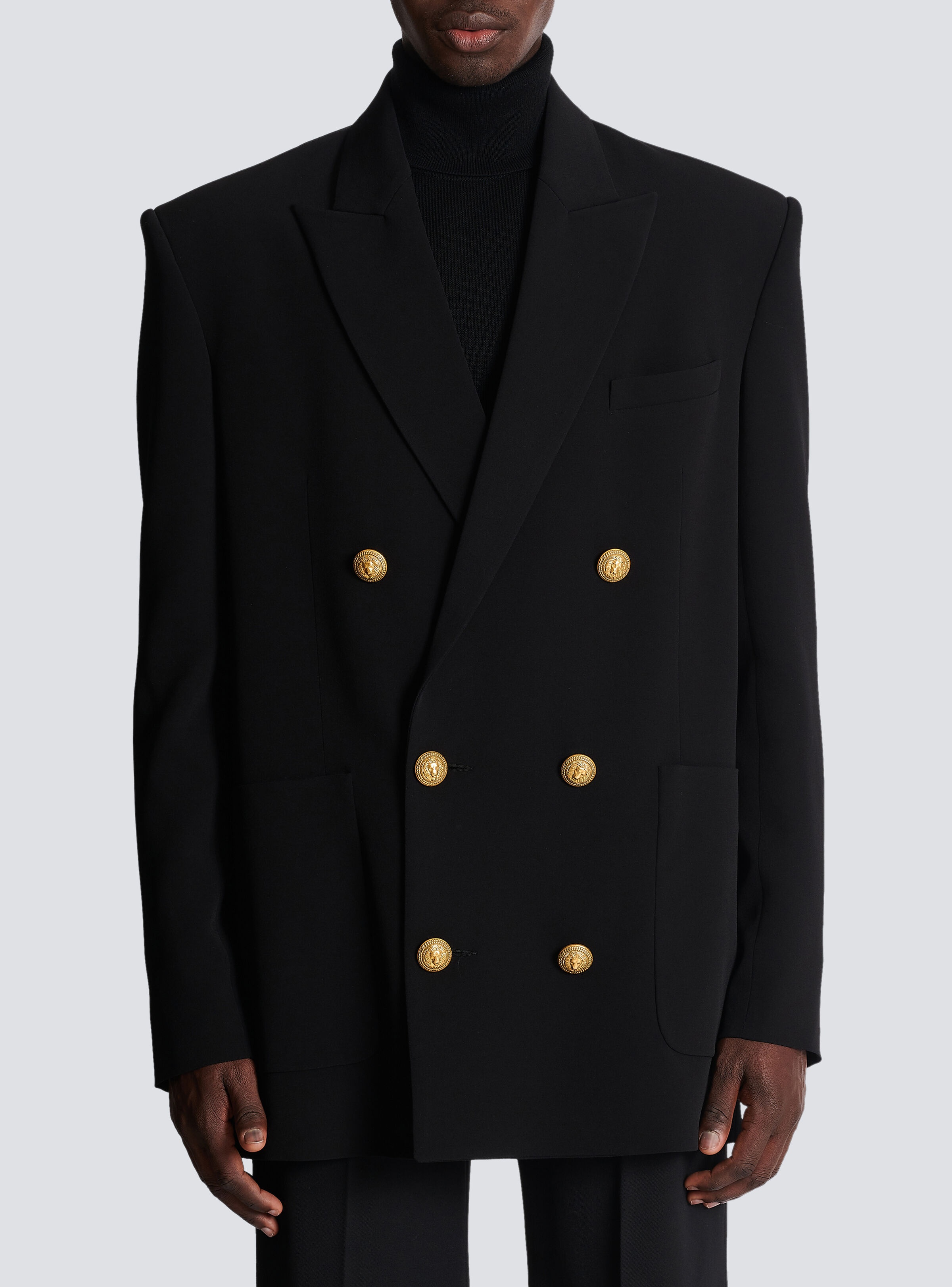 Crepe jacket with double-breasted button fastening - 8