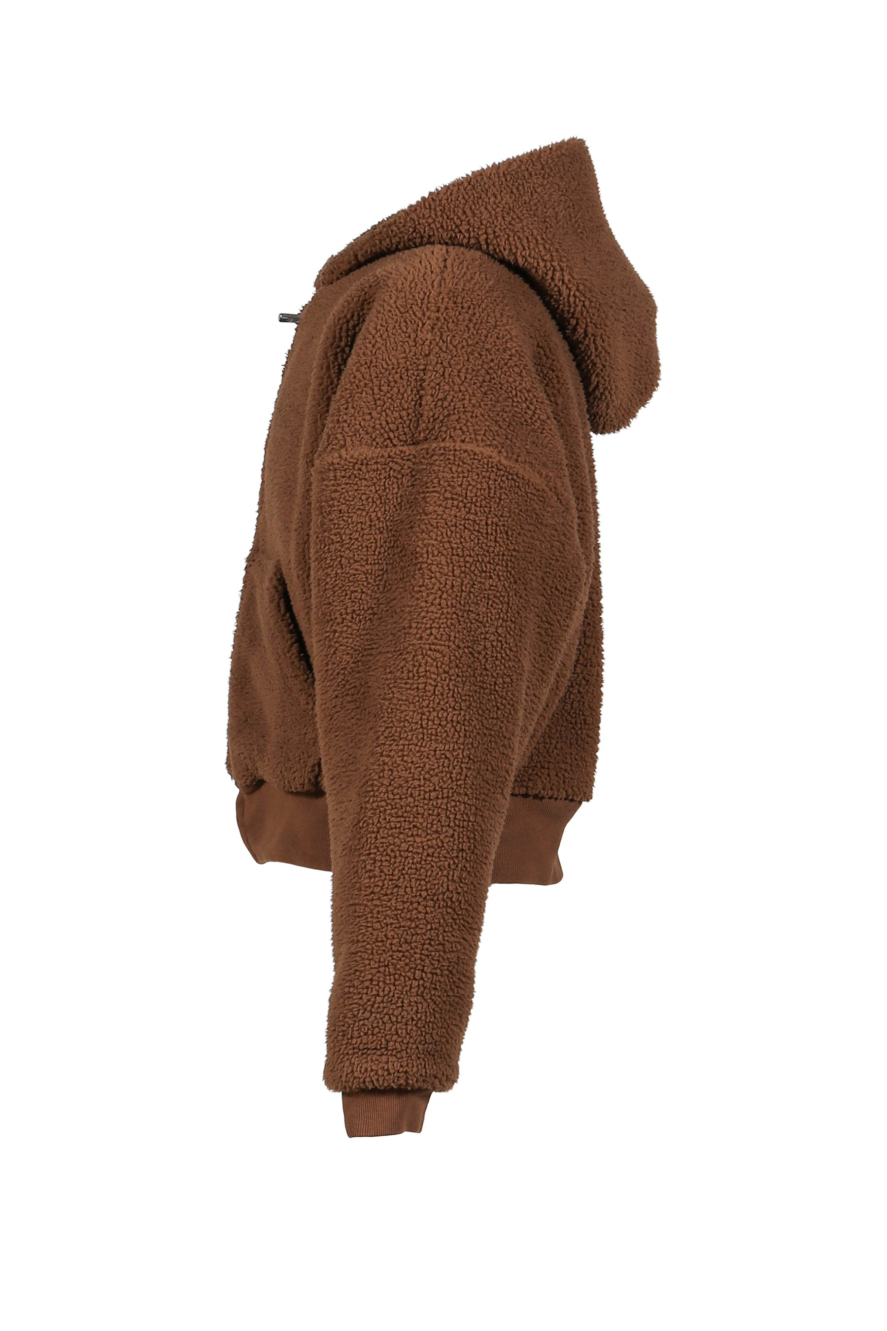 TERRY FLEECE ZIPPED HOODIE KNIT / BRW - 3