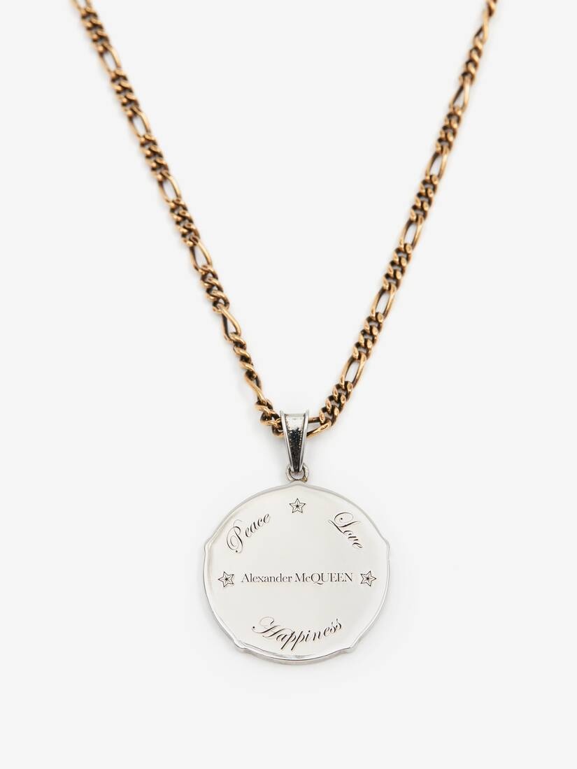 Coin Medallion Necklace in Antique Silver 2