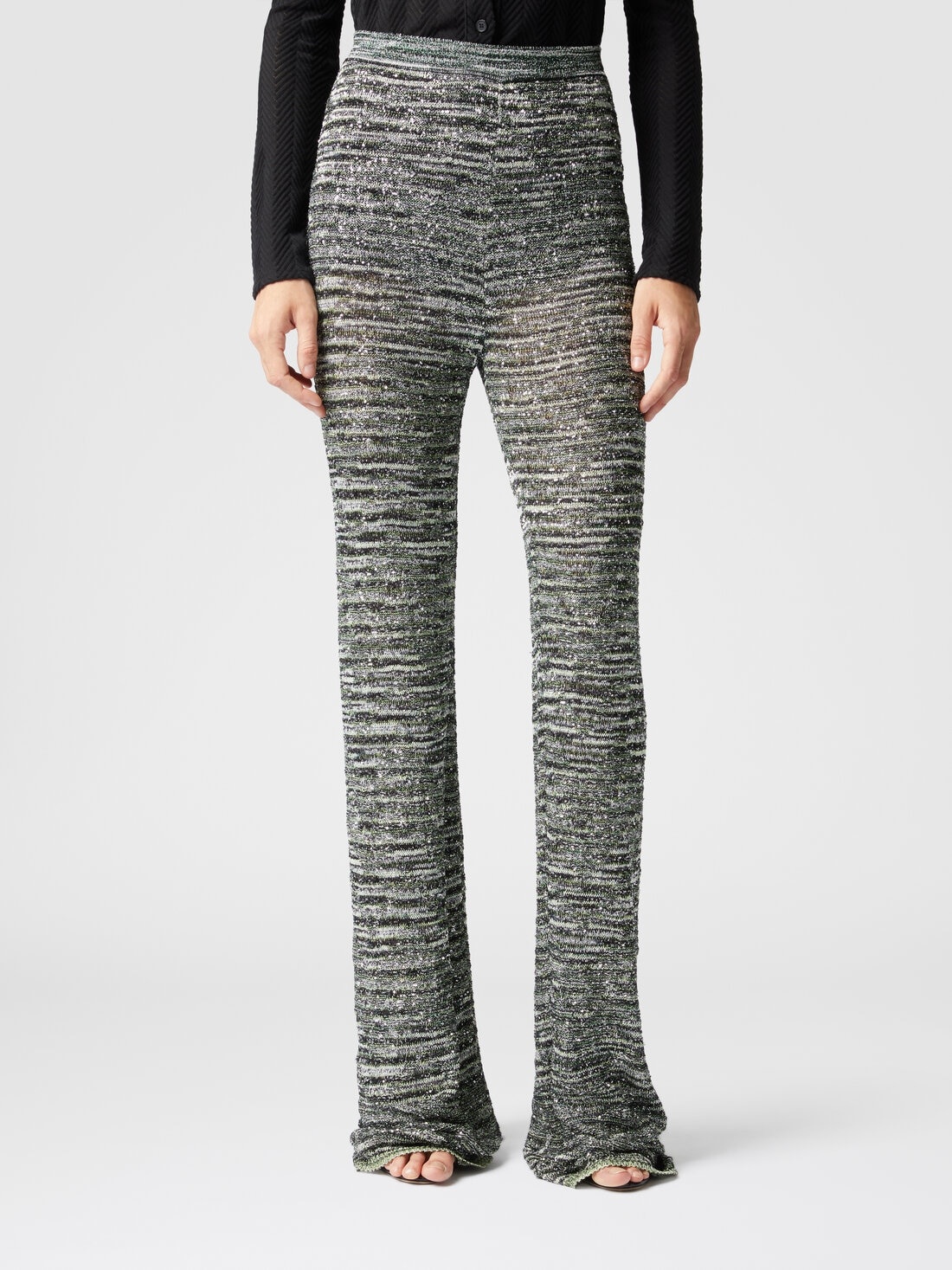 Flare trousers in slub knit with sequins - 4