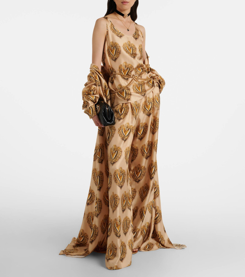 Dolce & Gabbana Printed high-rise silk palazzo pants outlook