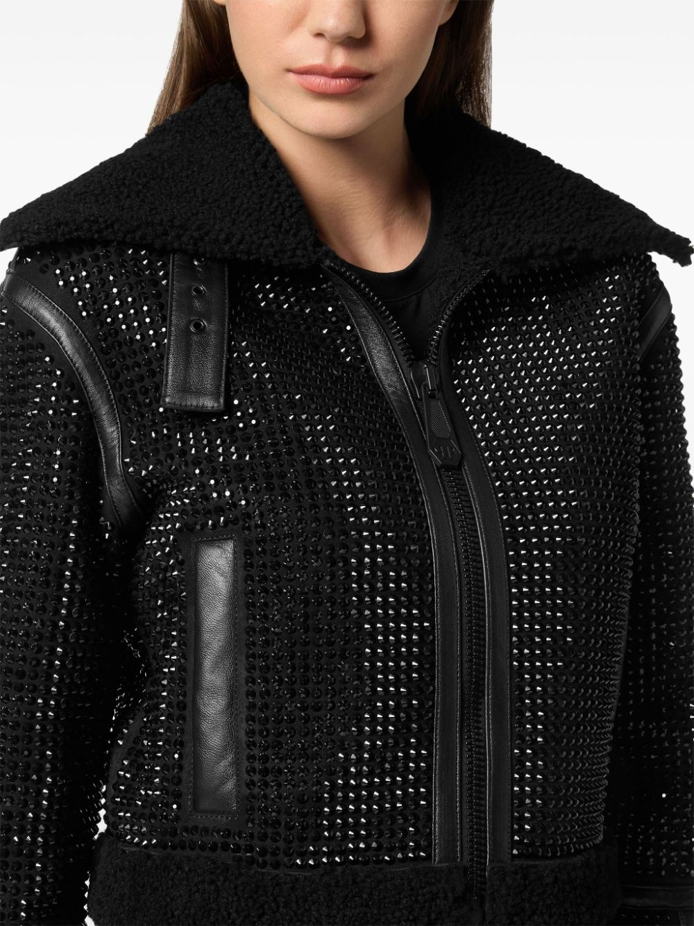 crystal shearling jacket - 5