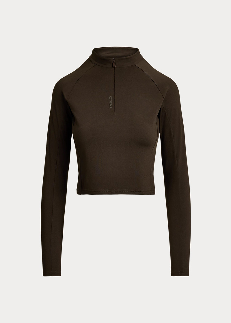 Sueded Jersey Cropped Half-Zip 1