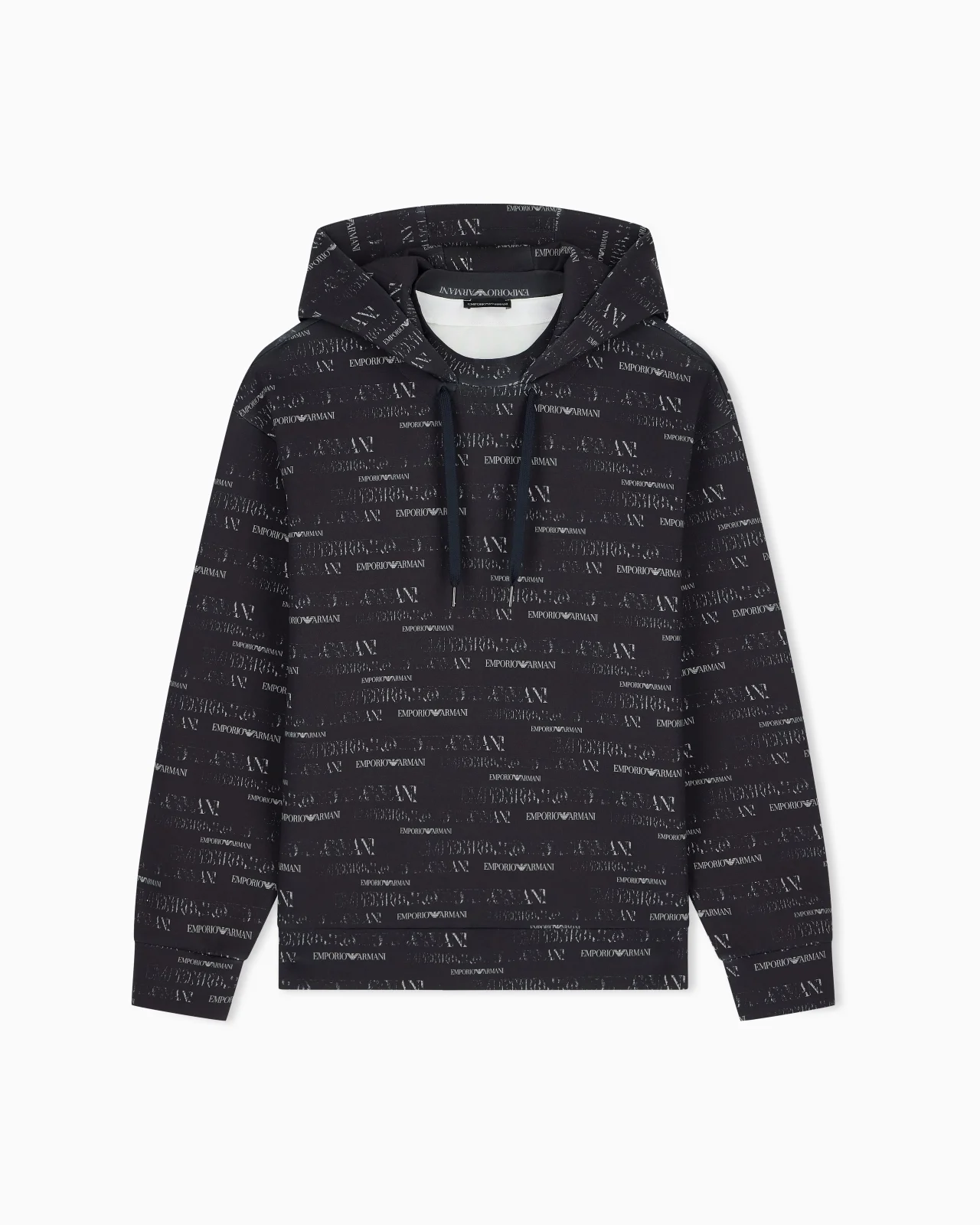 DOUBLE JERSEY HOODIE WITH ALL-OVER LOGO PRINT - 1