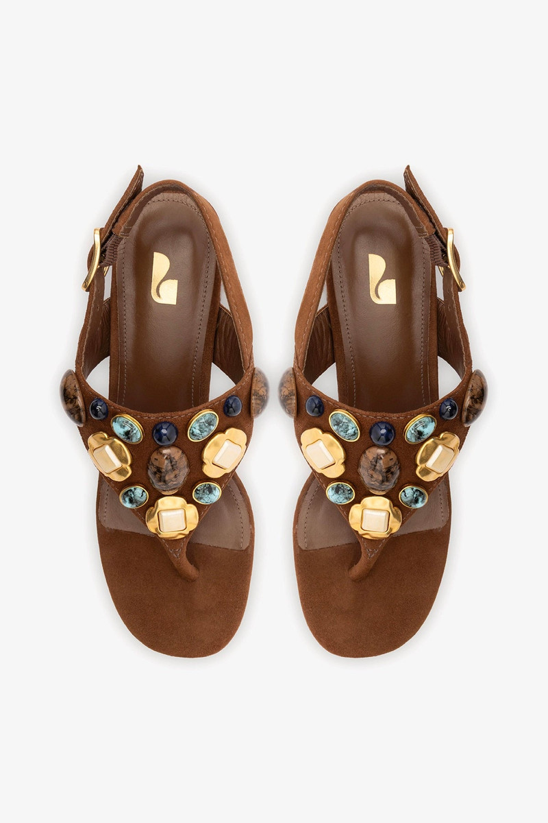 Talitha Block Sandal Burnt Umber Suede 6