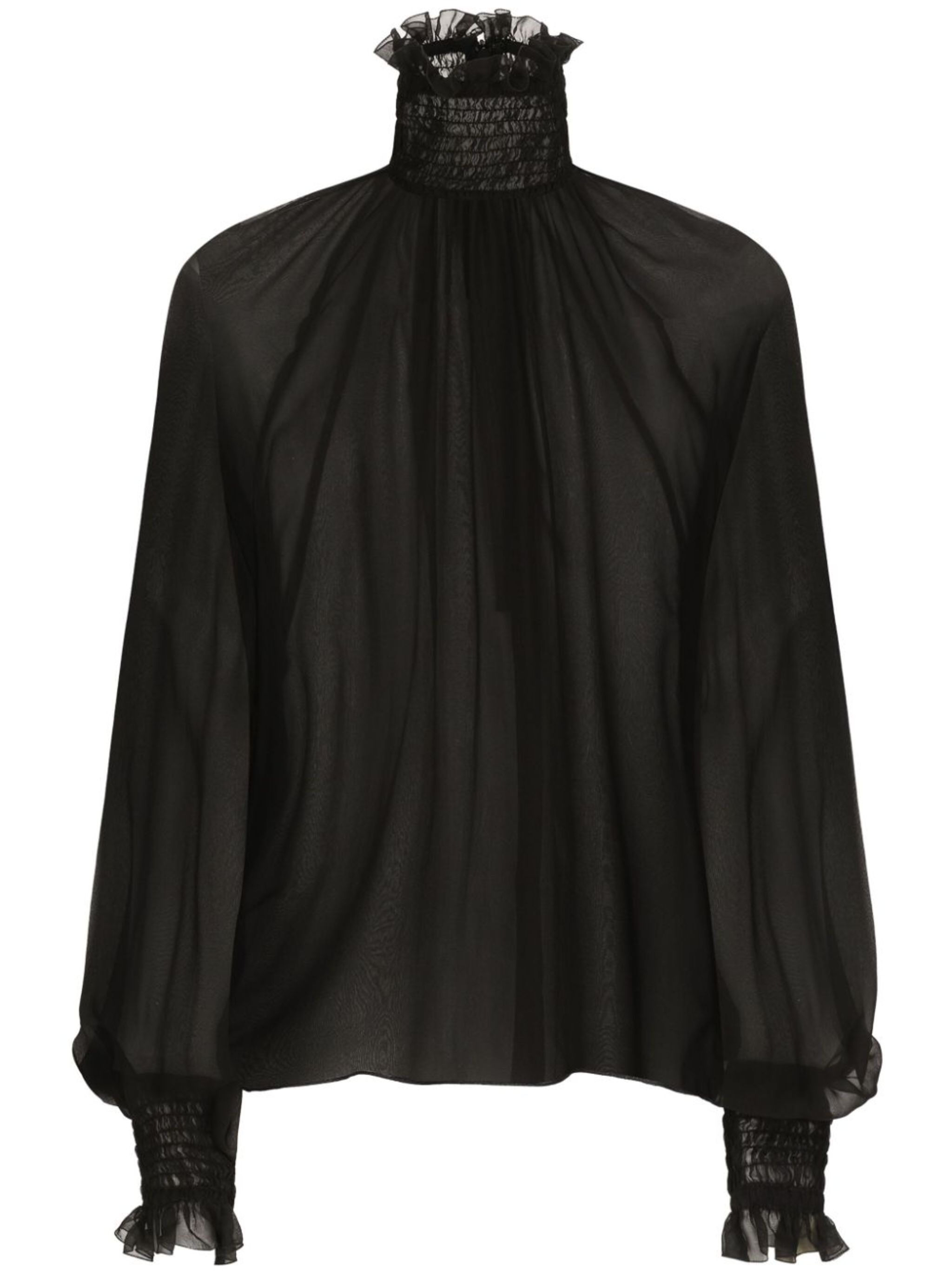 high-neck sheer silk blouse - 1