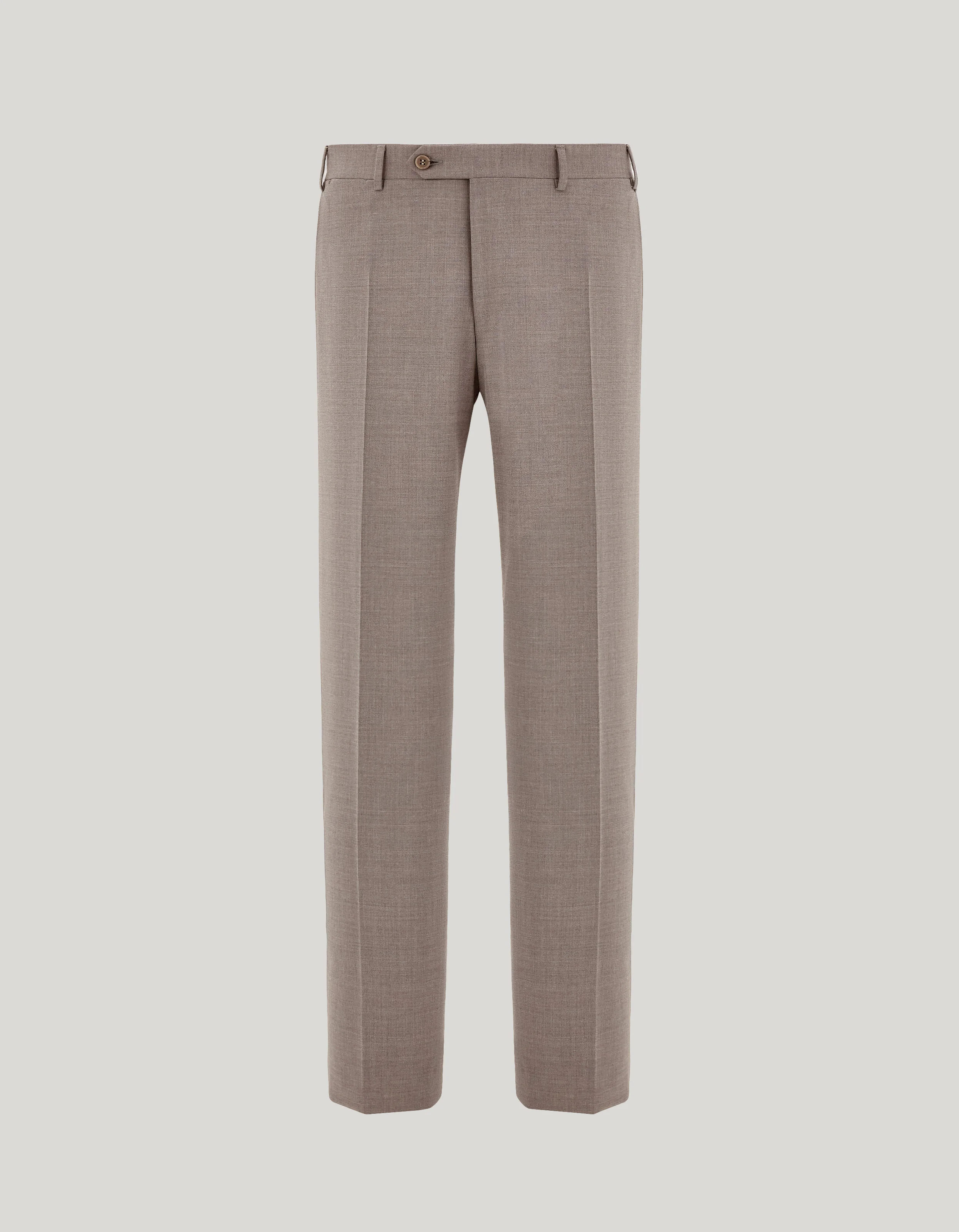 WALNUT HIGH-WAISTED PLEATLESS STRETCH WOOL PANTS - 1