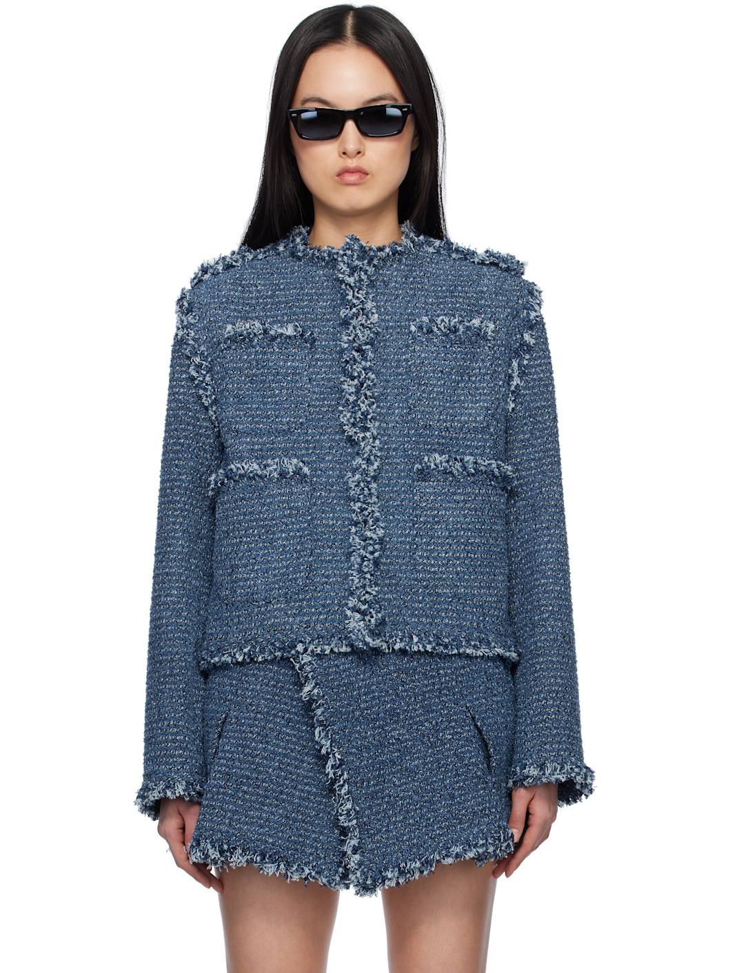 Blue Punching Denim Jacket - 1