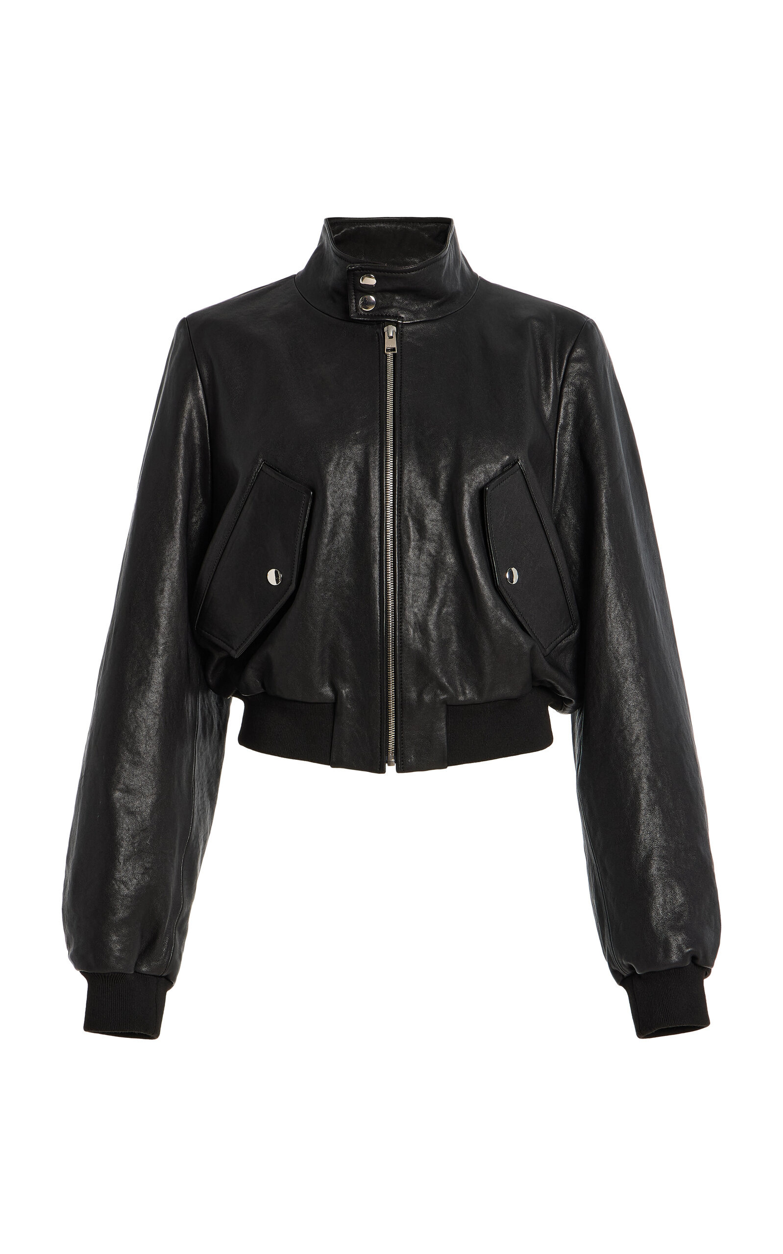 Harrington Leather Bomber Jacket black - 1