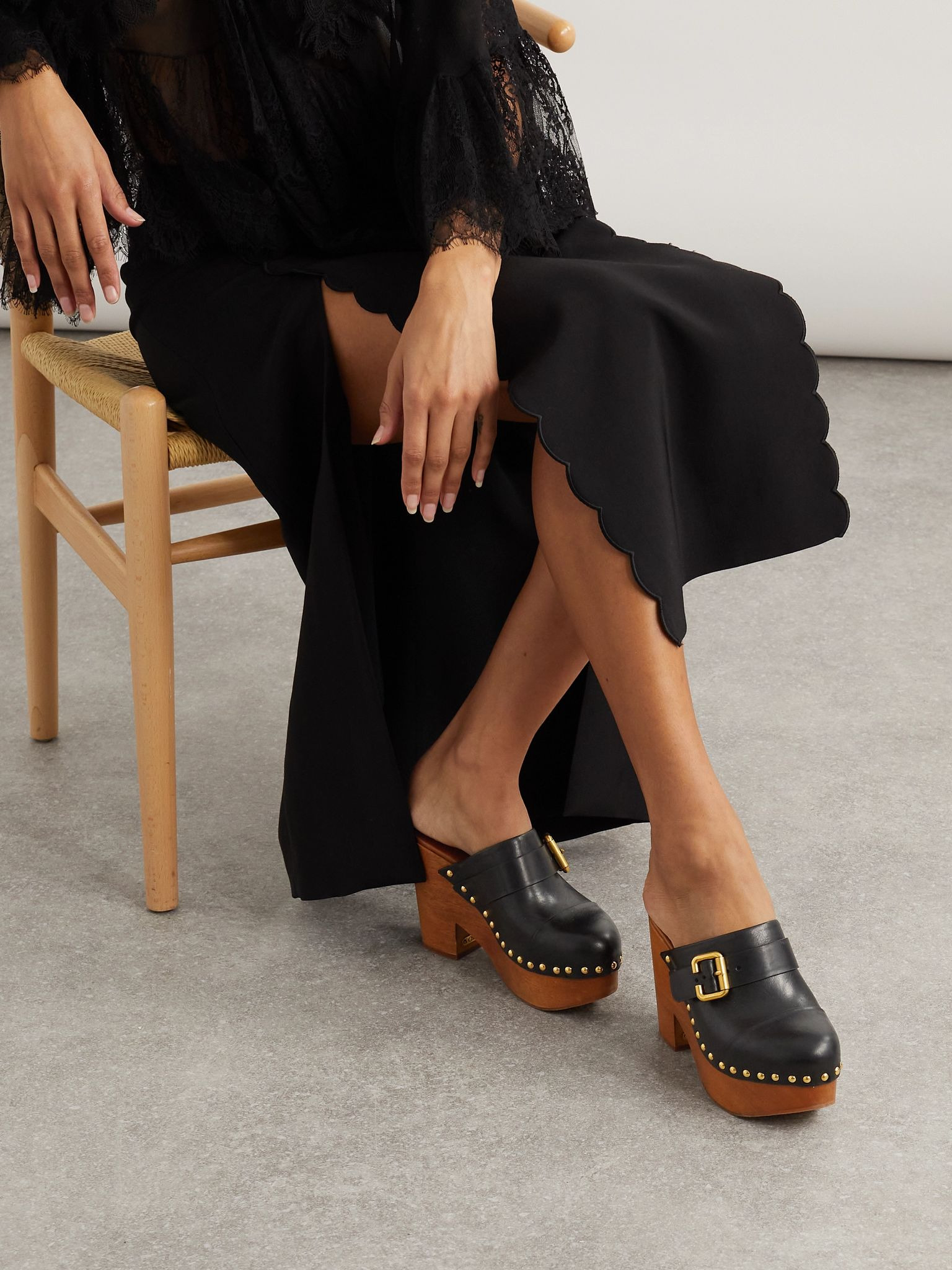 Jeanette studded platform clogs Black - 4