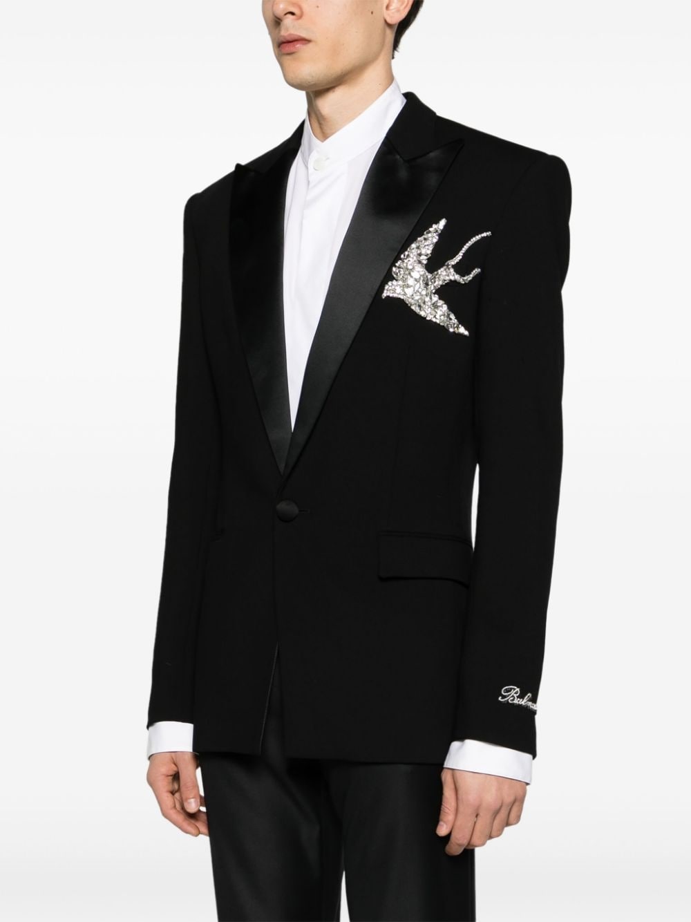 crystal-appliquÃ© single-breasted blazer - 3