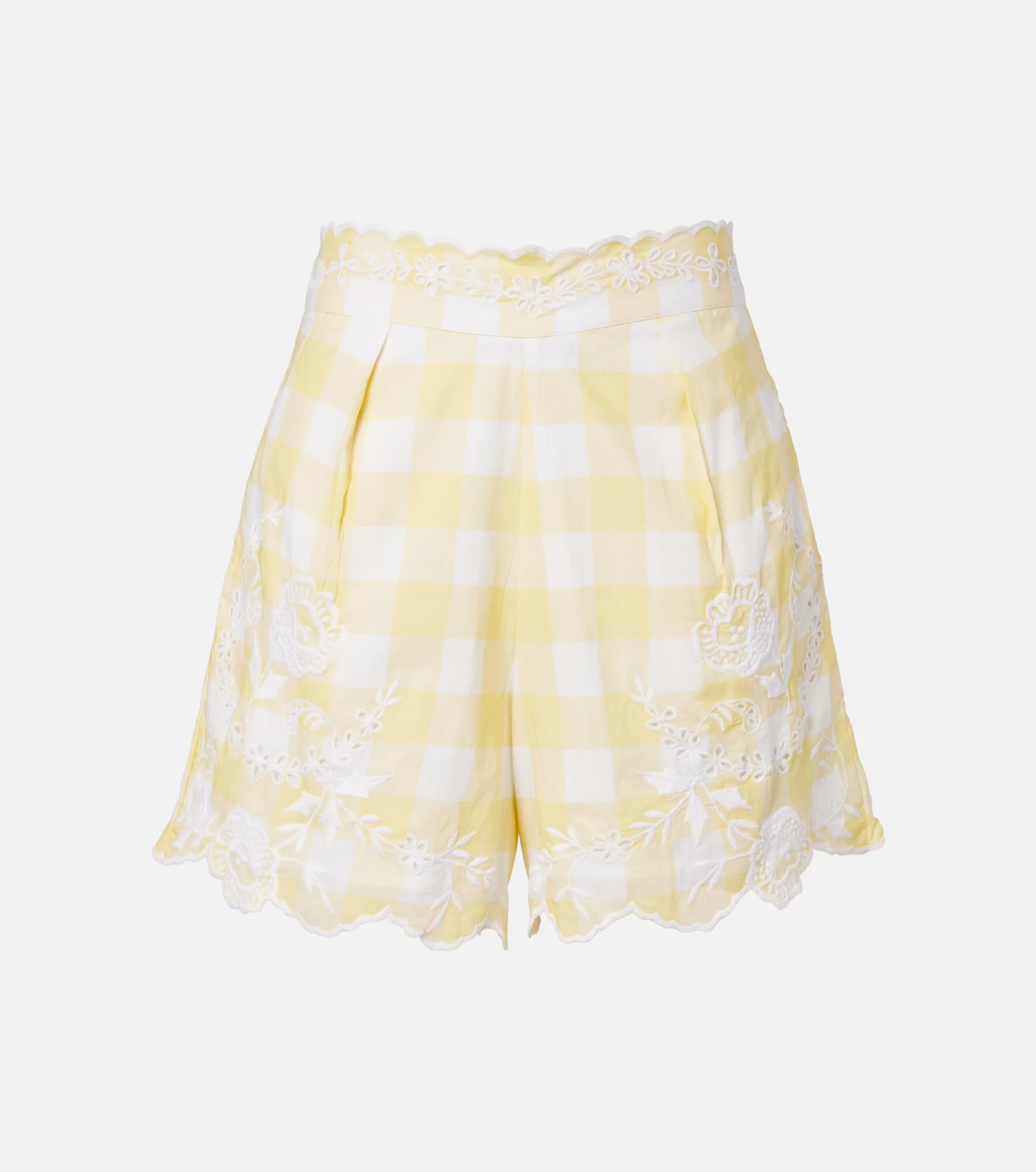 Embroidered checked cotton shorts - 1
