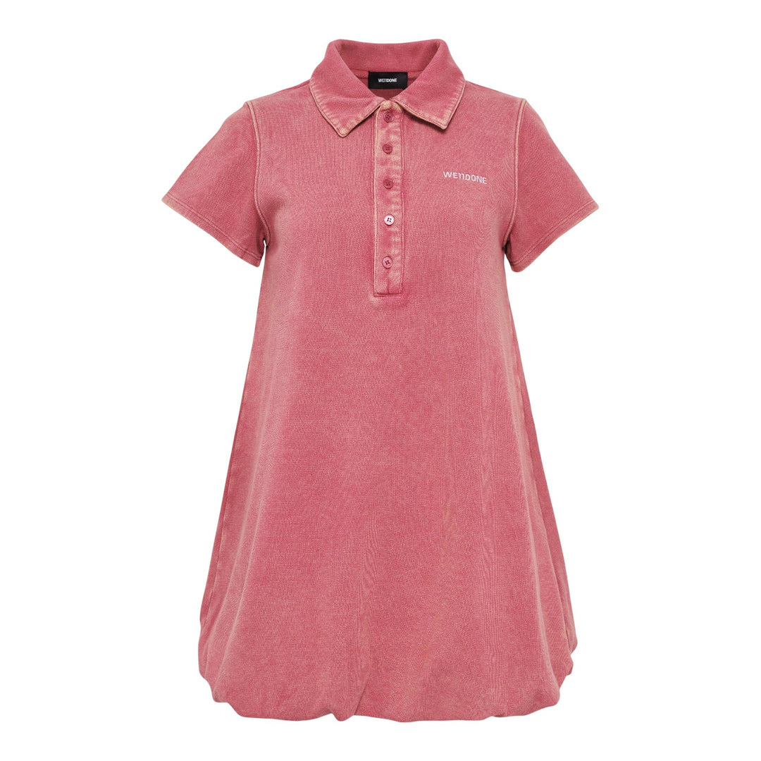 Red Womens Washed Bubble Polo Mini Dress - 1
