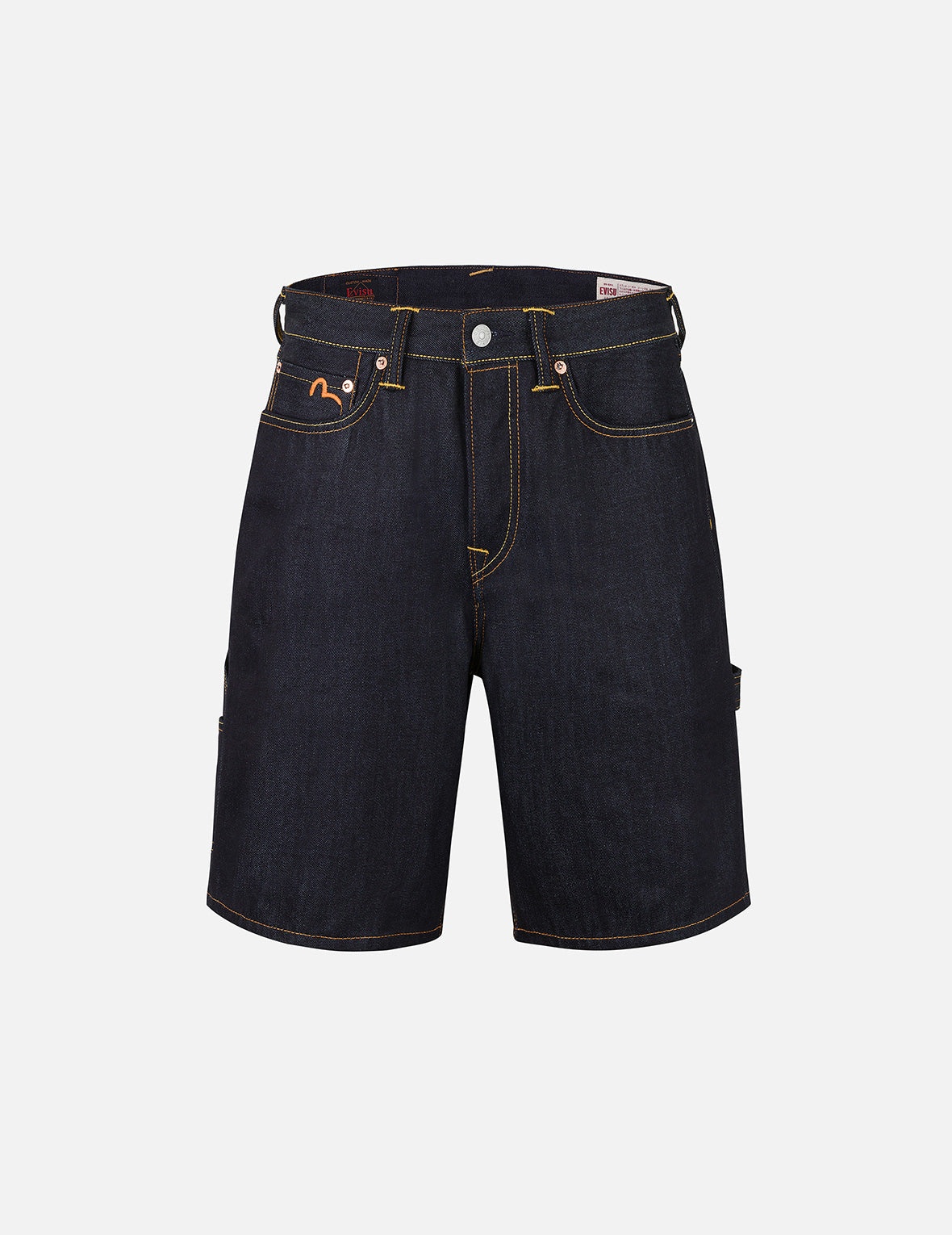 Seagull Embroidery and Slogan Print Regular Fit Denim Shorts - 2