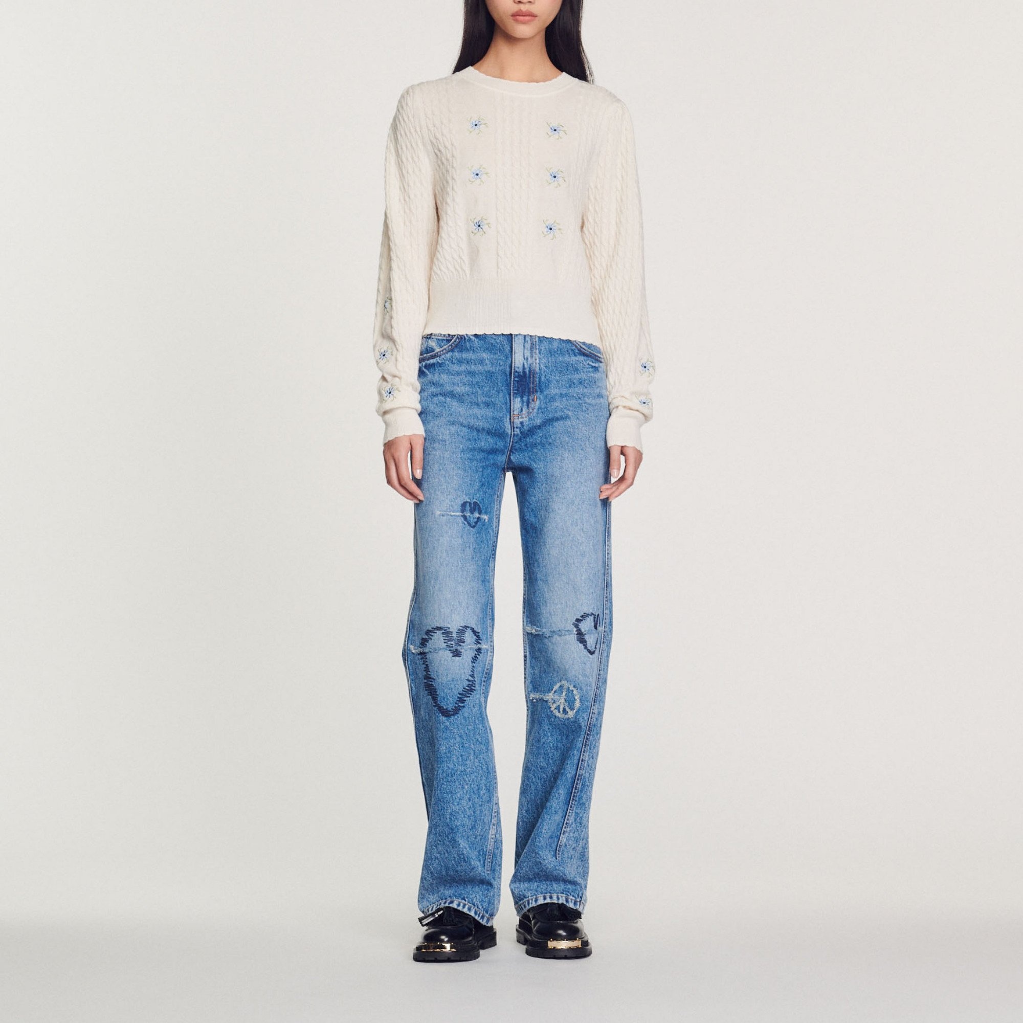 Embroidered knit sweater - 3
