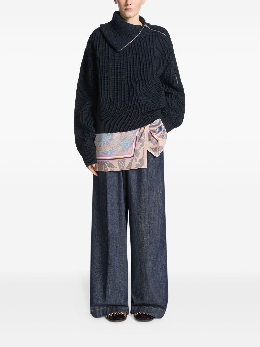 zipped high-neck wool sweater - 2