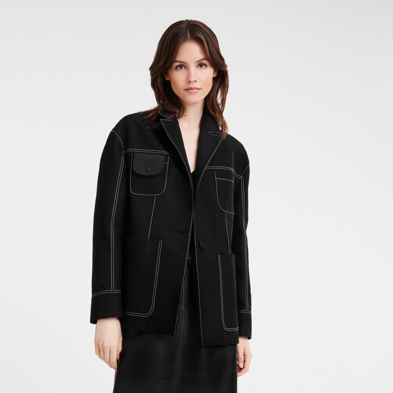 Topstitching straight jacket Black - Gabardine 4
