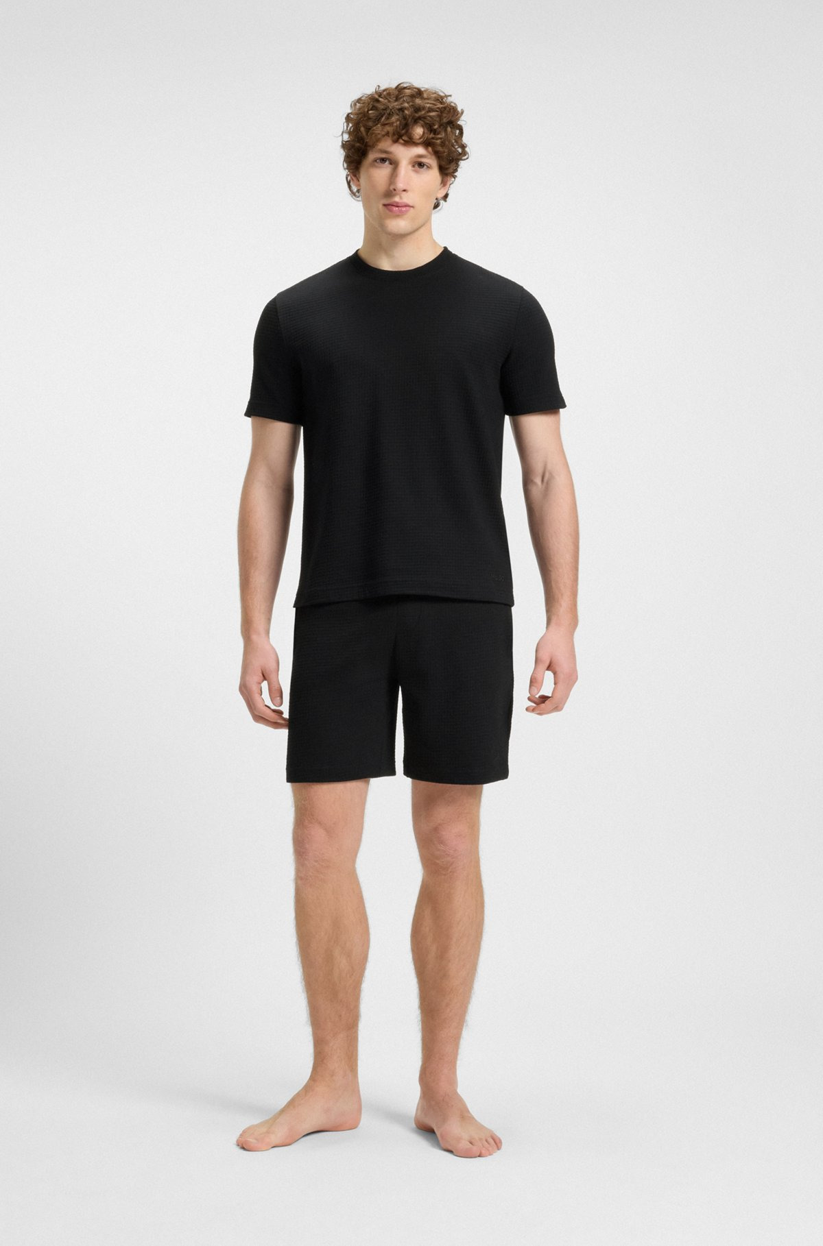 WAFFLE-STRUCTURED PAJAMA T-SHIRT WITH EMBROIDERED LOGO - 3