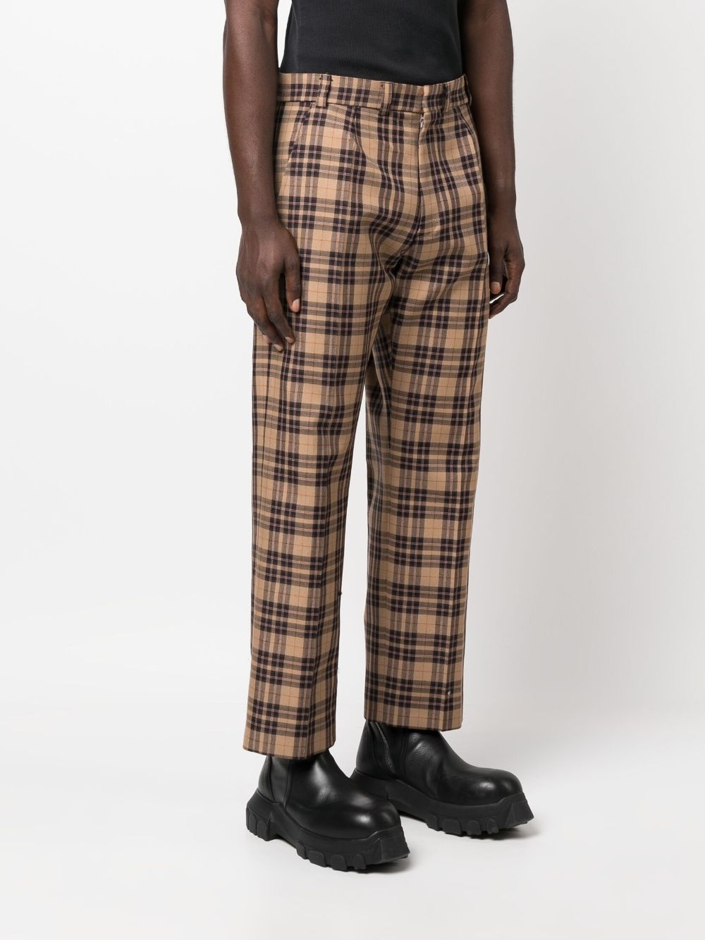 check-pattern straight-leg trousers - 3