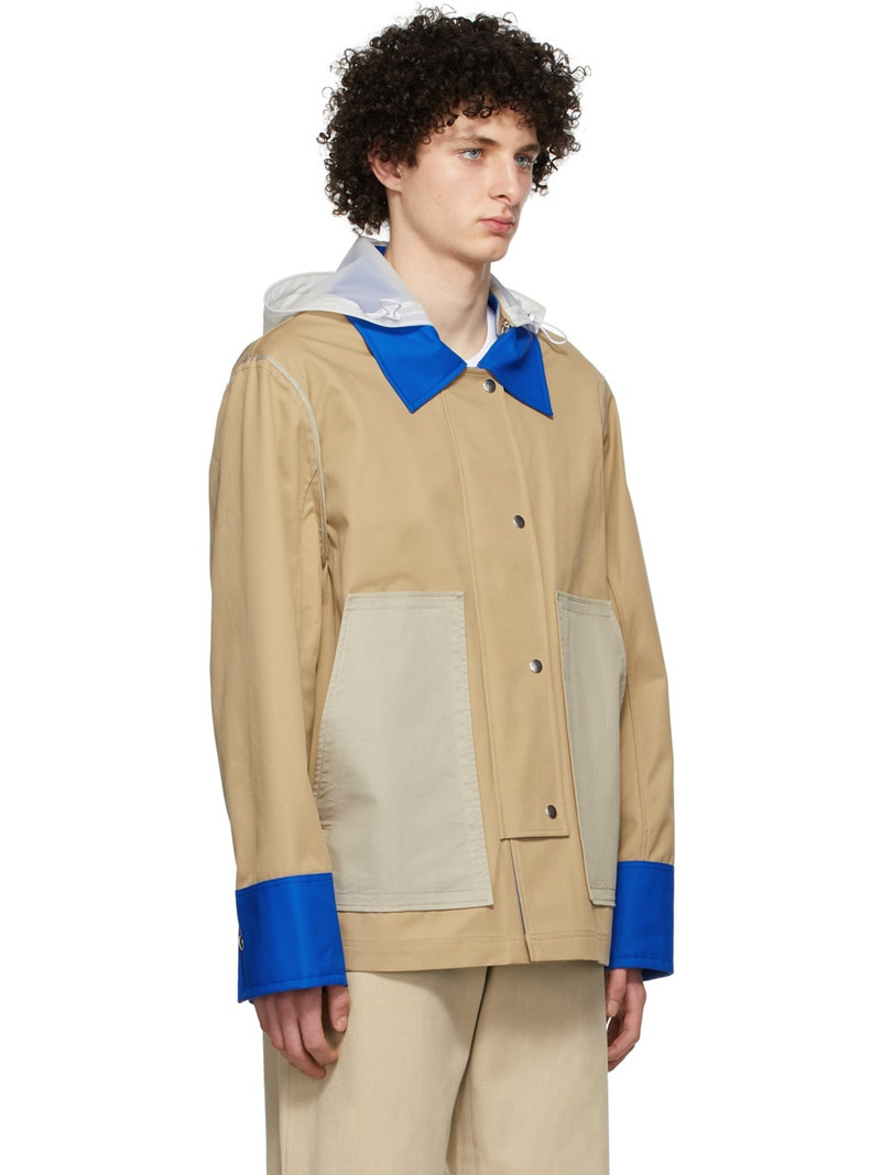Beige & Blue Rubber Mac Rain Jacket 2
