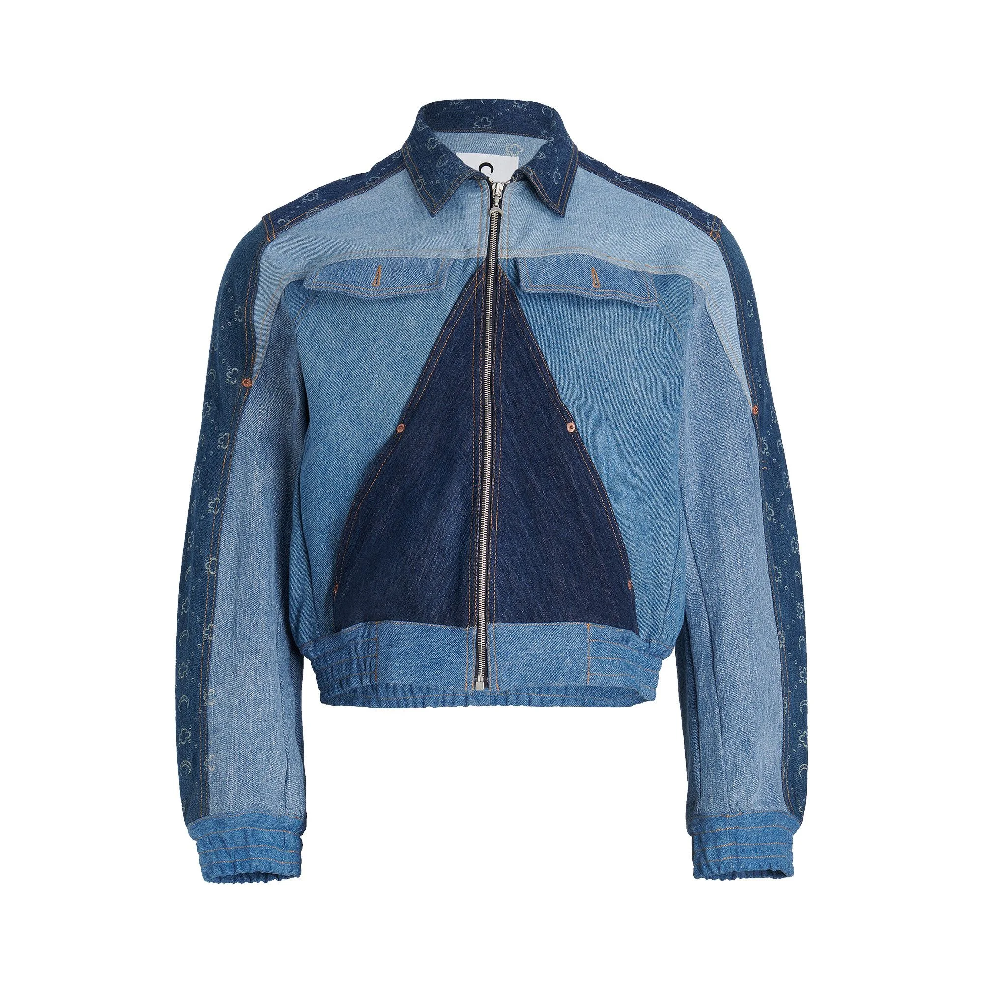 Marine Serre Regenerated Denim Moonogram Working Jacket 'Medium Dark Blue Moonogram' - 1