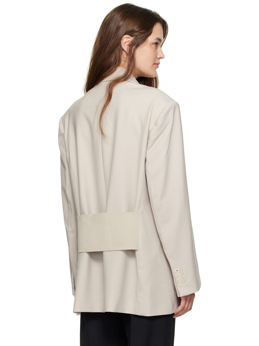 Taupe Relaxed Double Breasted Blazer - 3