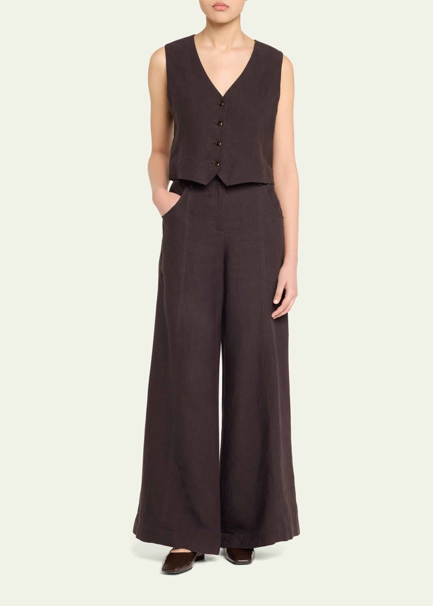 Dees Wide-Leg Linen Trousers - 2