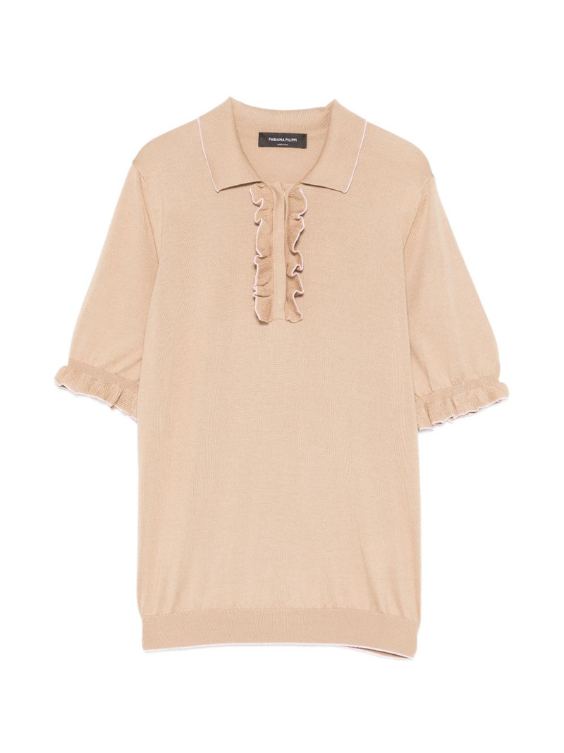 ruffled knit polo top 1