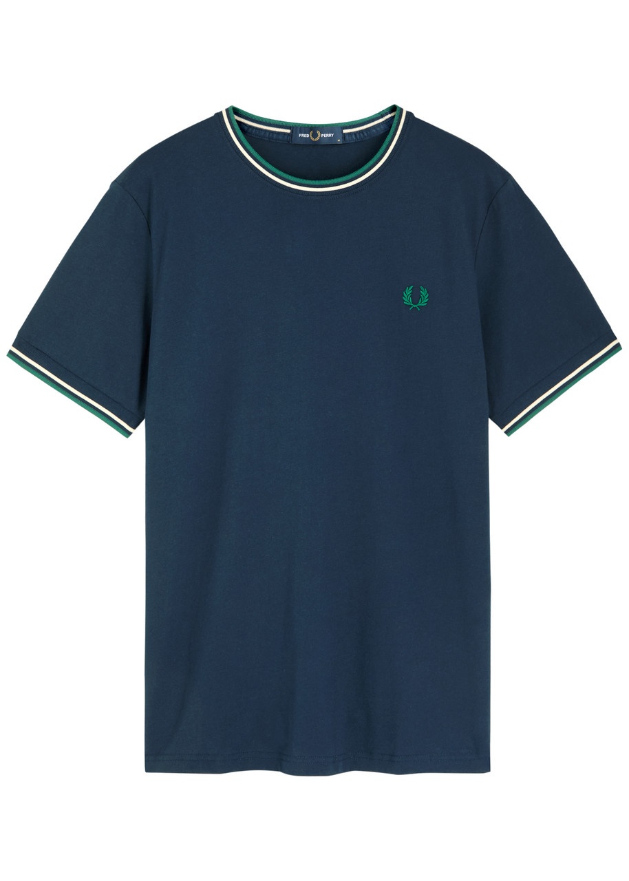 Fred Perry Stripe-trimmed Logo Cotton T-shirt - 1