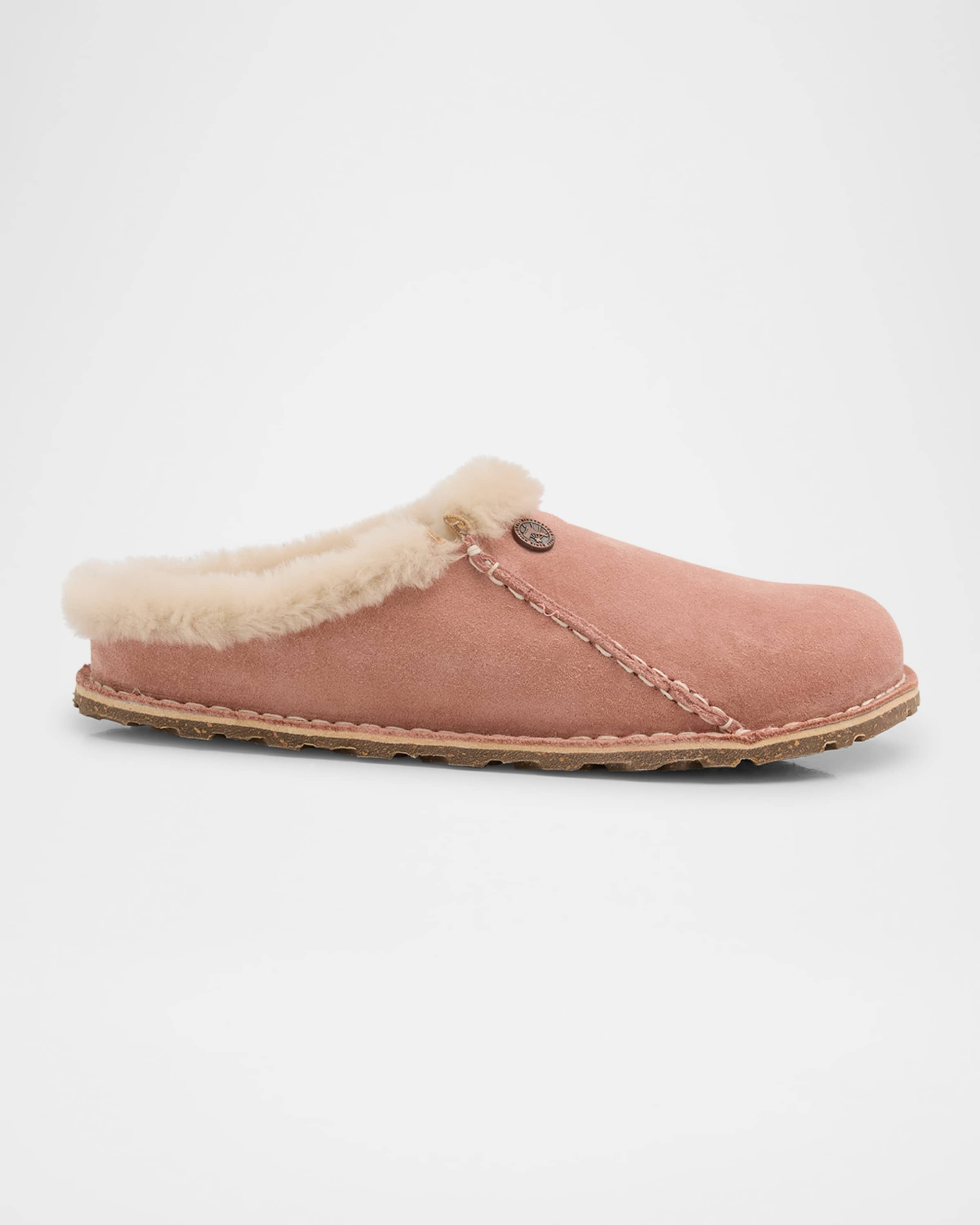 Zermatt Suede Shearling Slipper Mules - 1