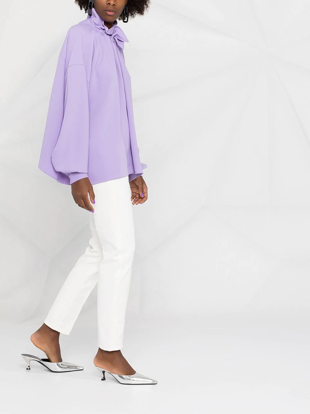 ruched button-up shirt - 6