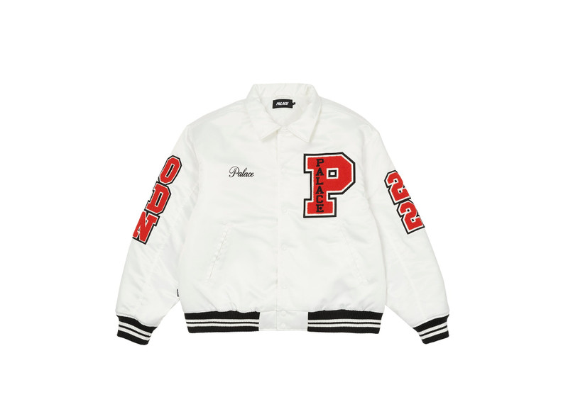 SATIN VARSITY JACKET WHITE - 1