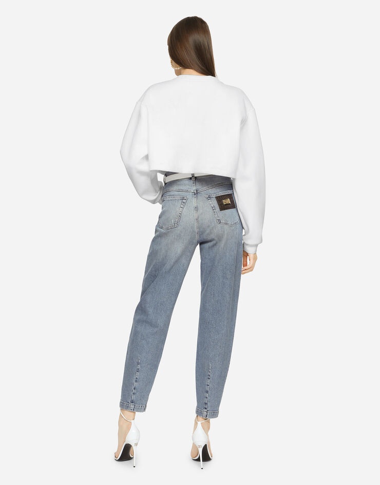 Boyfriend jeans in light blue denim with rips - 3