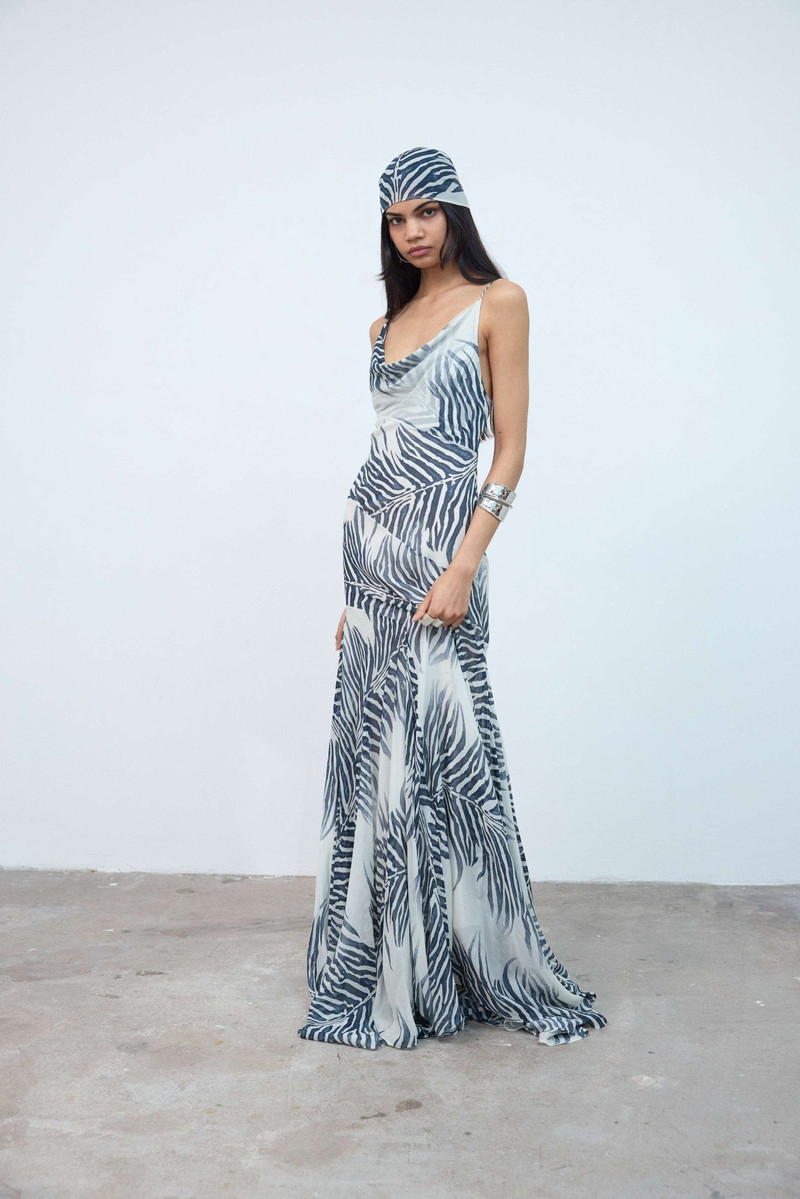 De La Vali ATTICA MAXI DRESS IN ZEBRA PRINT GEORGETTE outlook