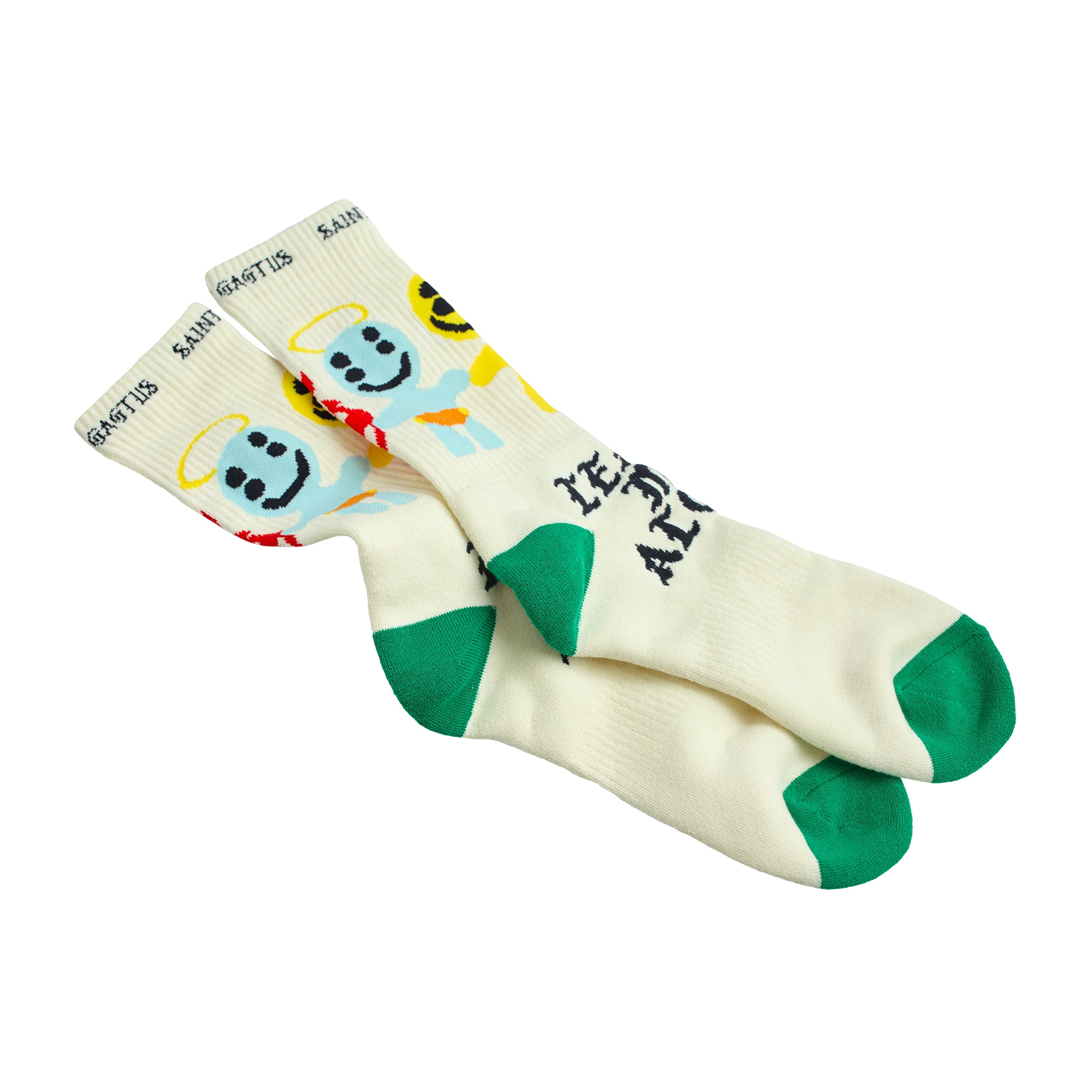 BEIGE PRINT SOCKS - 4