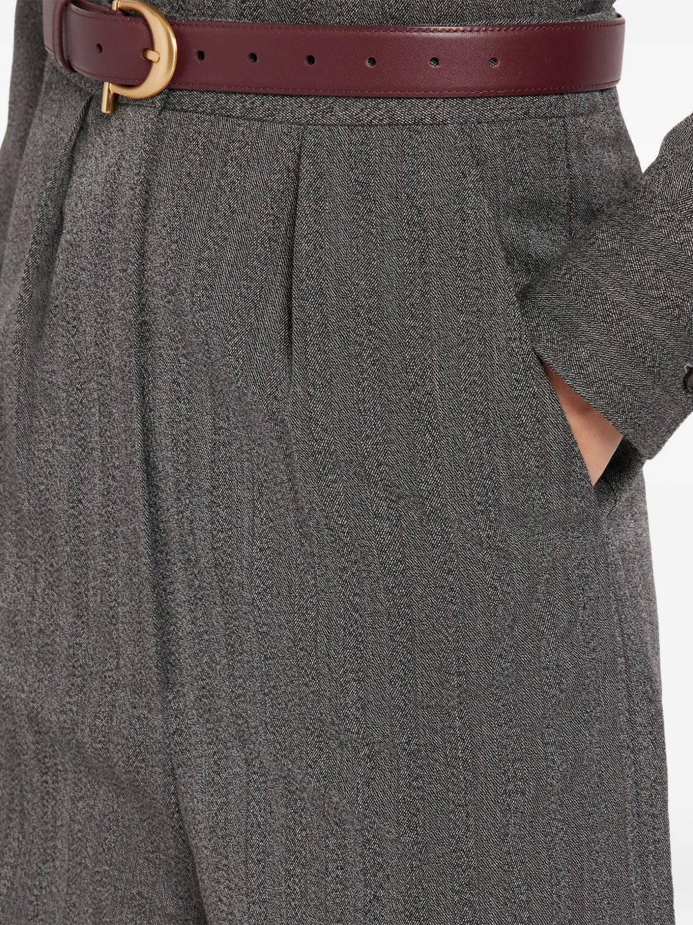 pleated herringbone trousers - 4