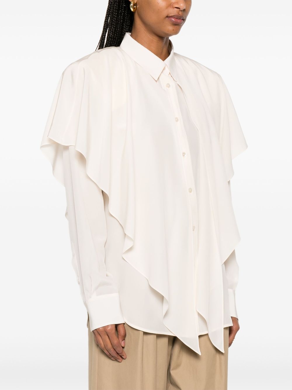 layered-panel semi-sheer shirt - 3