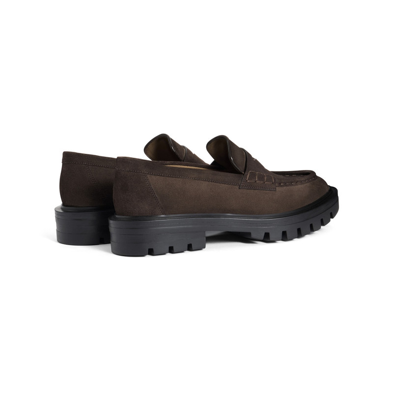 Women’s dark brown suede penny loafer 3