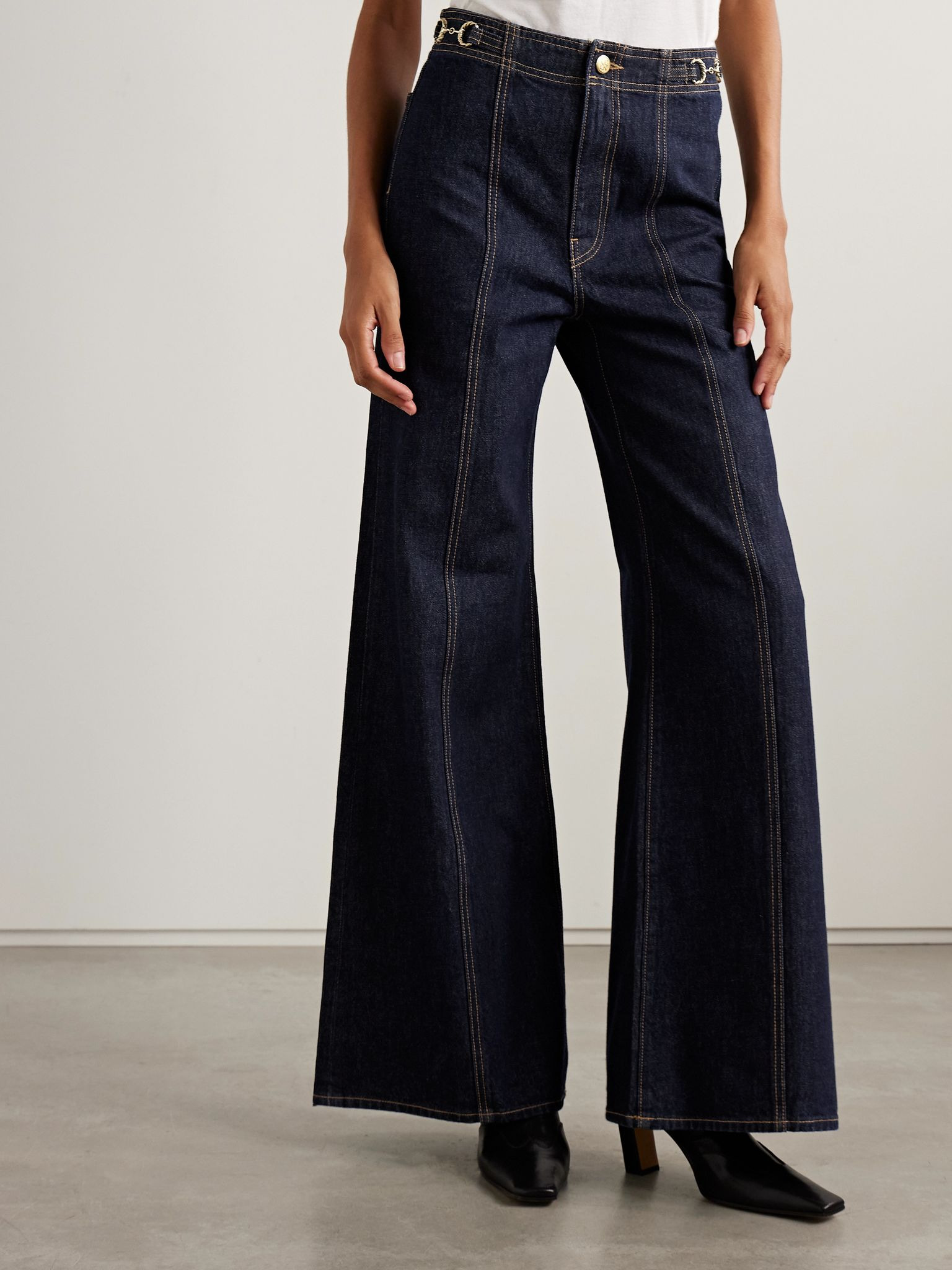 The Delphine embellished high-rise flared jeans Dark denim - 3