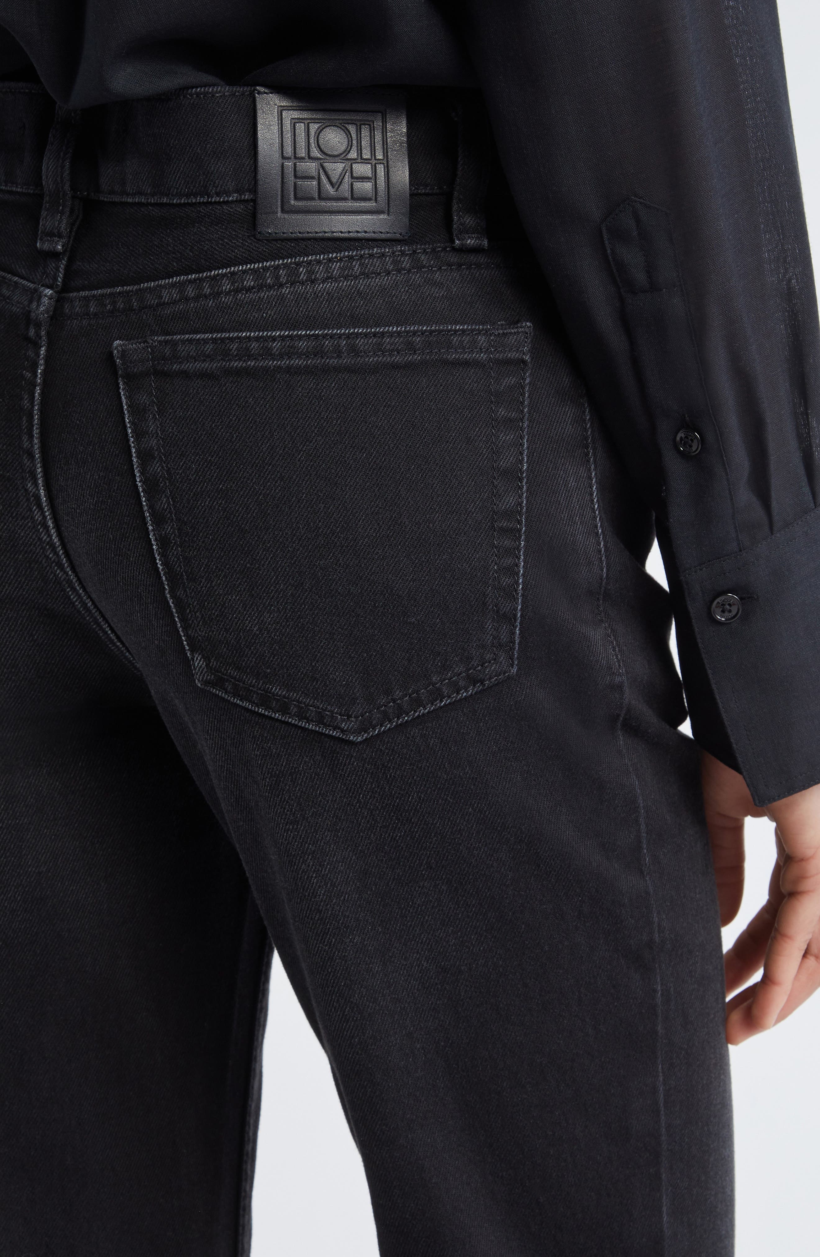 TOTEME Low Rise Tapered Leg Jeans in Faded Black at Nordstrom - 5