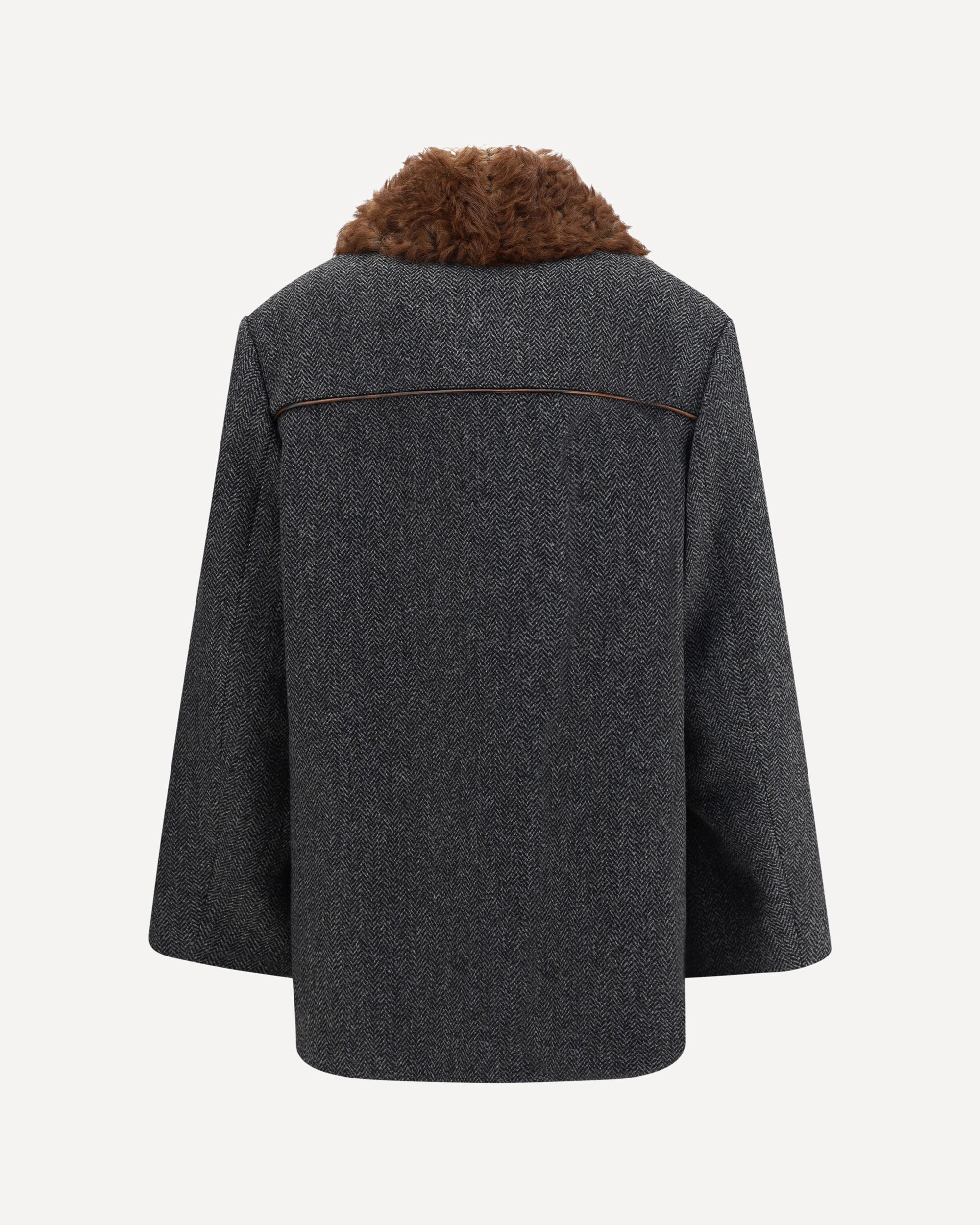Double-breasted caban with a Shearling trim - 2