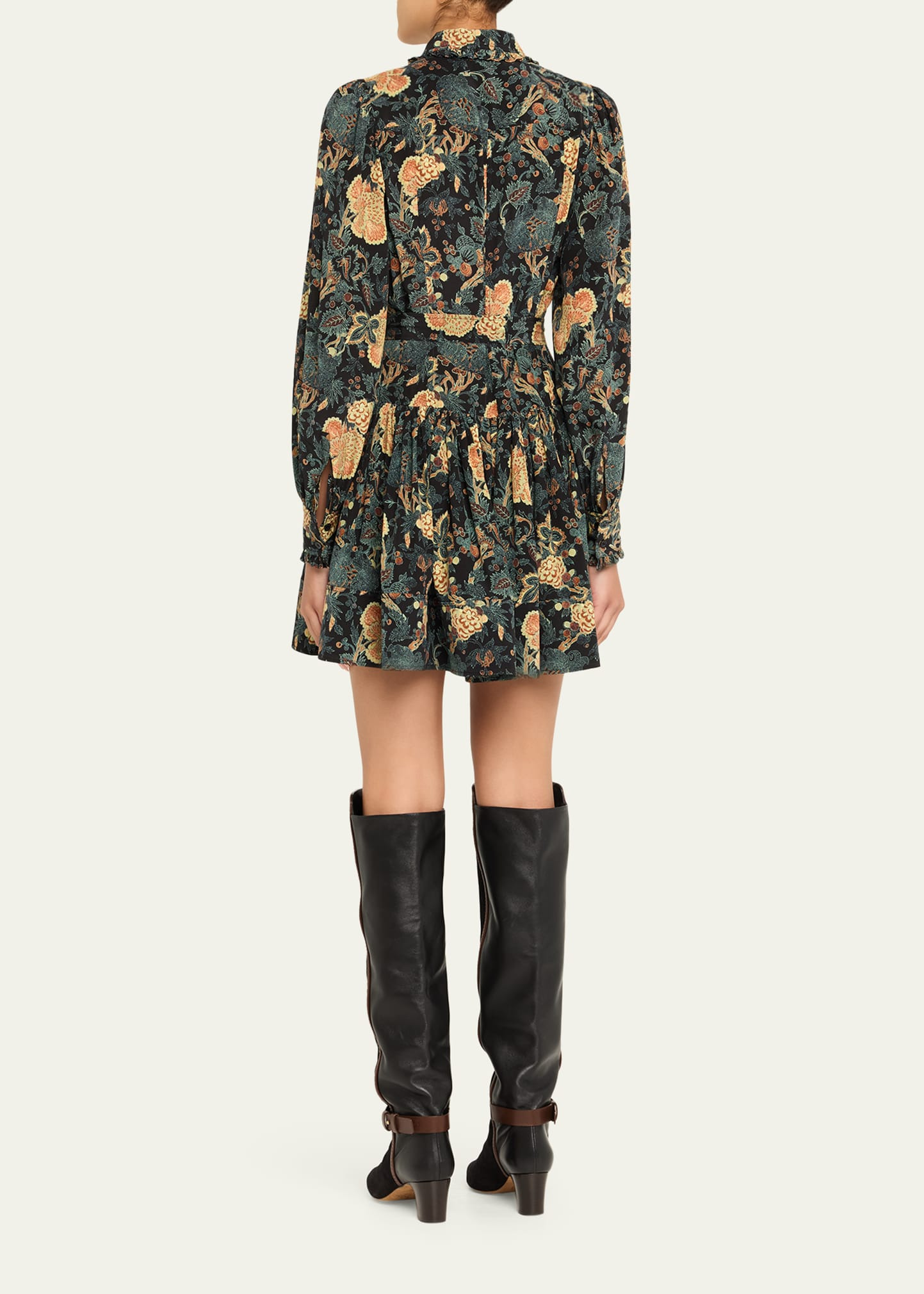 Simona Silk Long-Sleeve Mini Shirtdress - 3