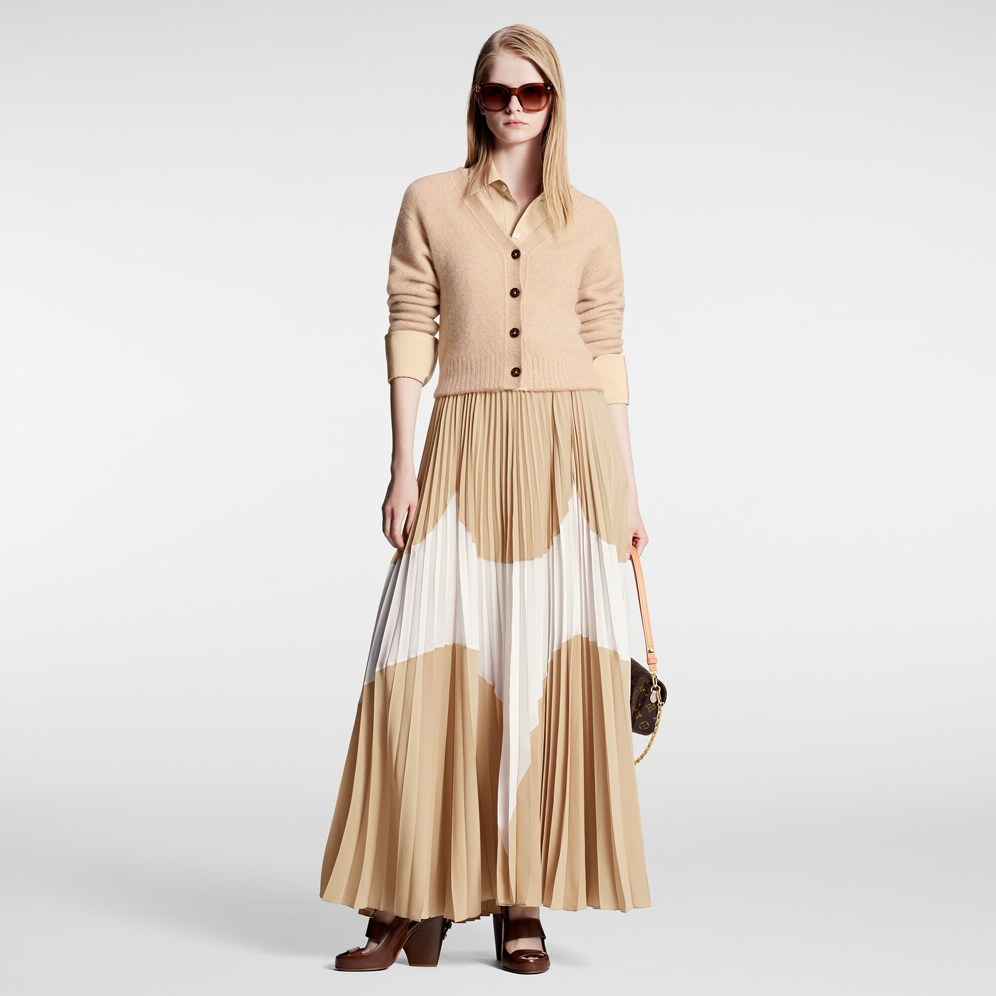 Abstract Insert Pleated Skirt - 4