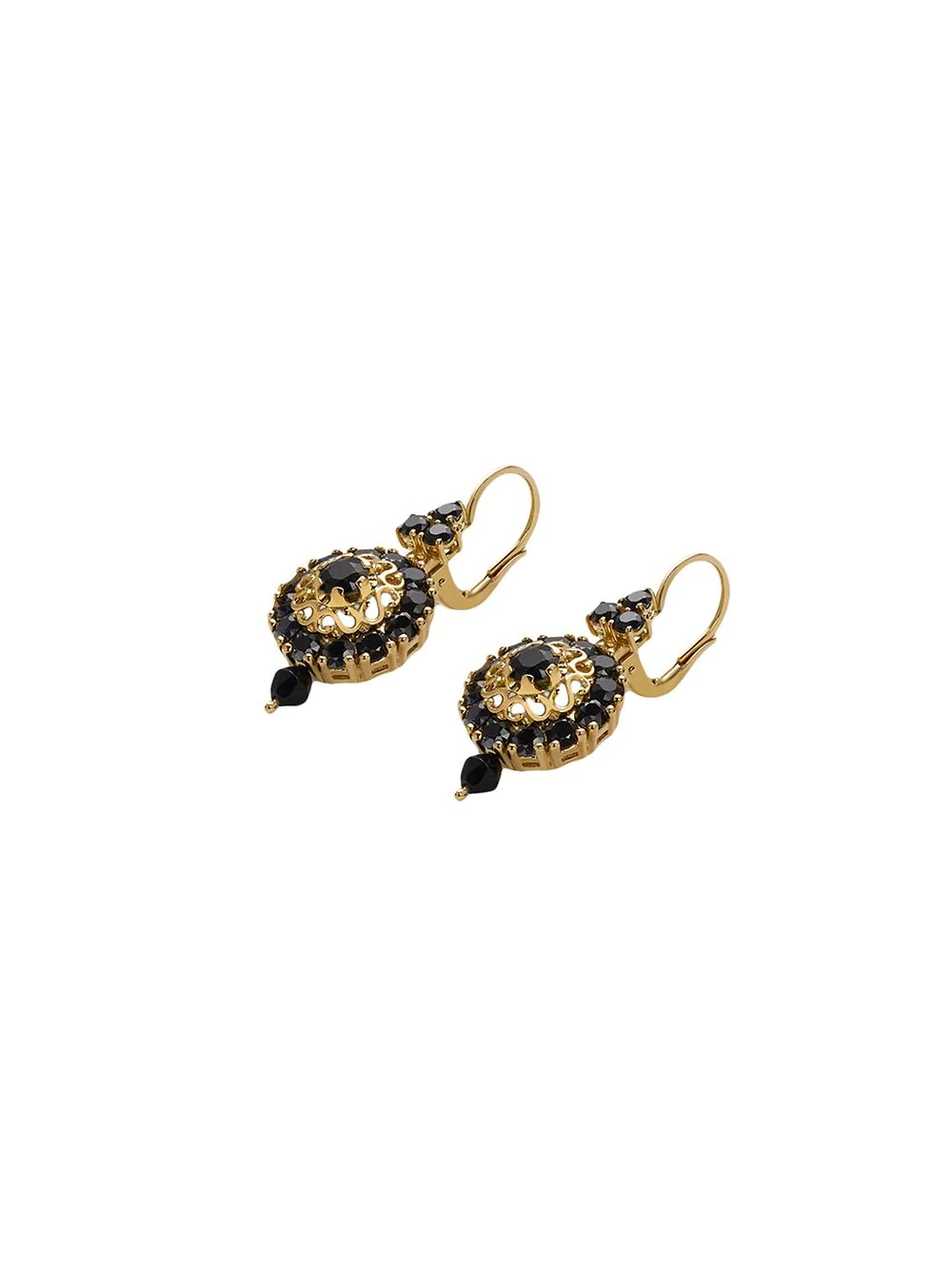 18kt yellow gold diamond sapphire earrings - 2
